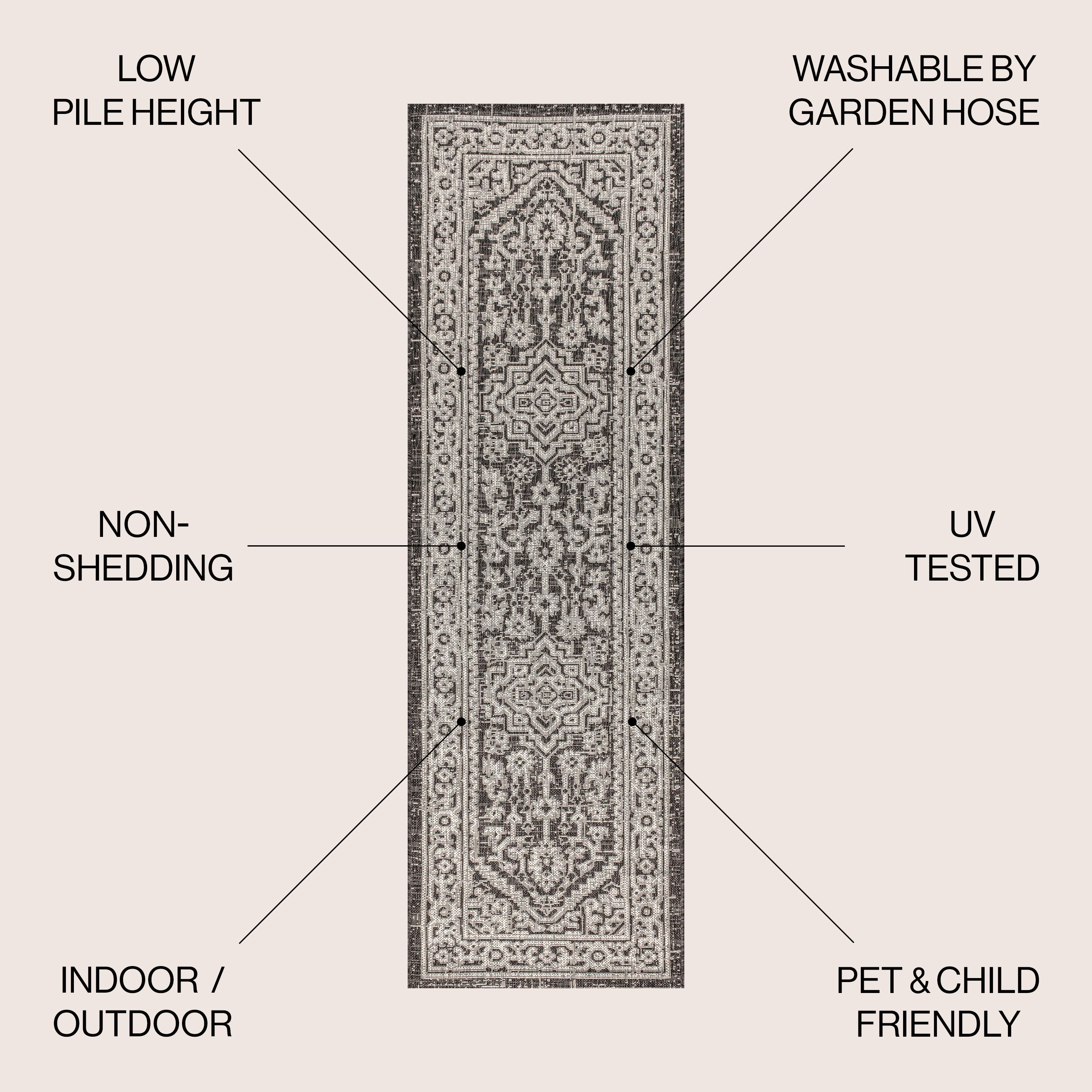 Sinjuri Medallion Textured Weave Indoor/Outdoor Area Rug