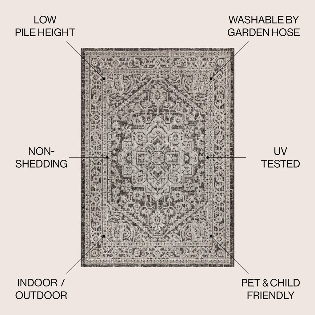Sinjuri Medallion Textured Weave Indoor/Outdoor Area Rug