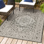 Sinjuri Medallion Textured Weave Indoor/Outdoor Area Rug