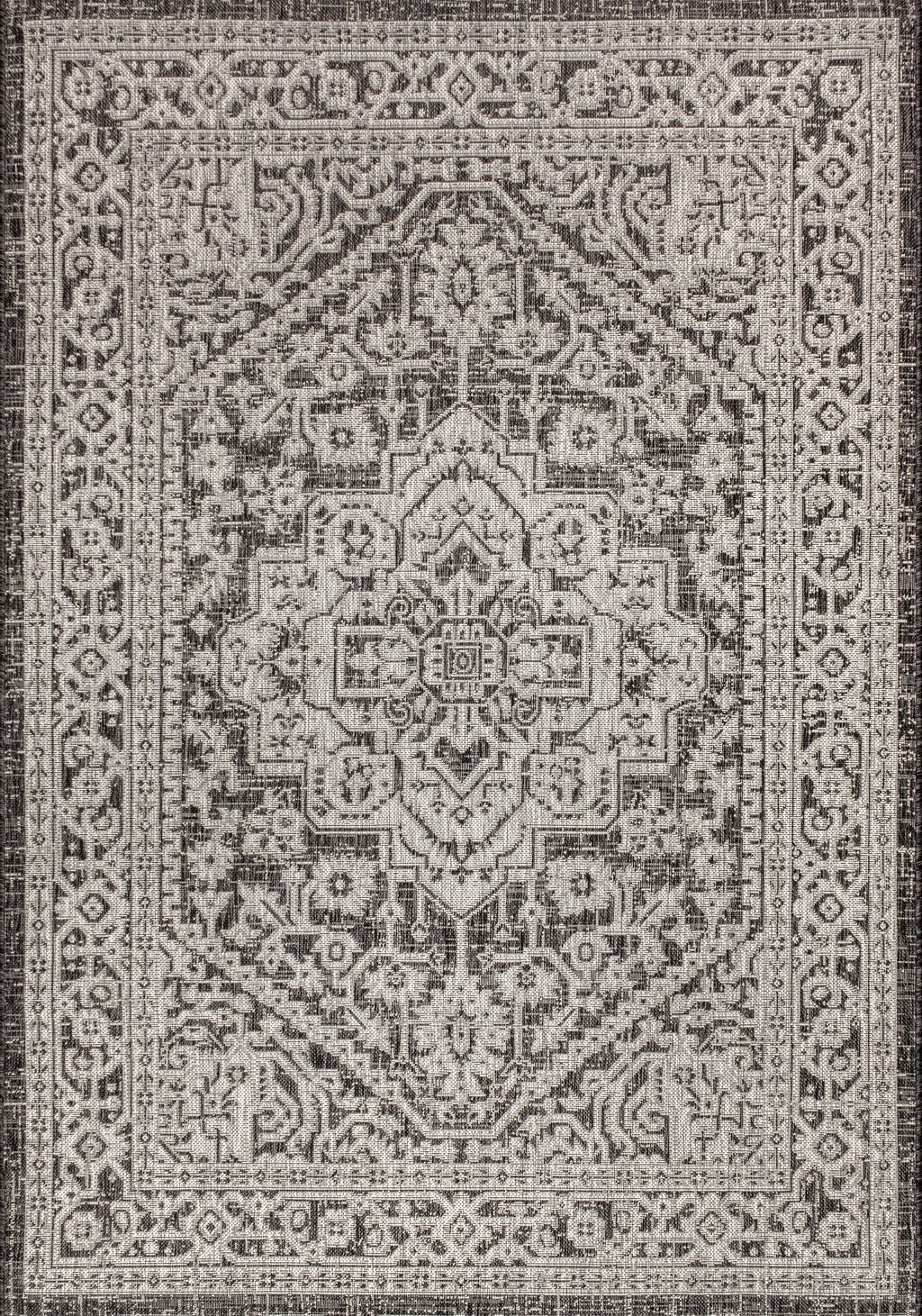Sinjuri Medallion Textured Weave Indoor/Outdoor Area Rug