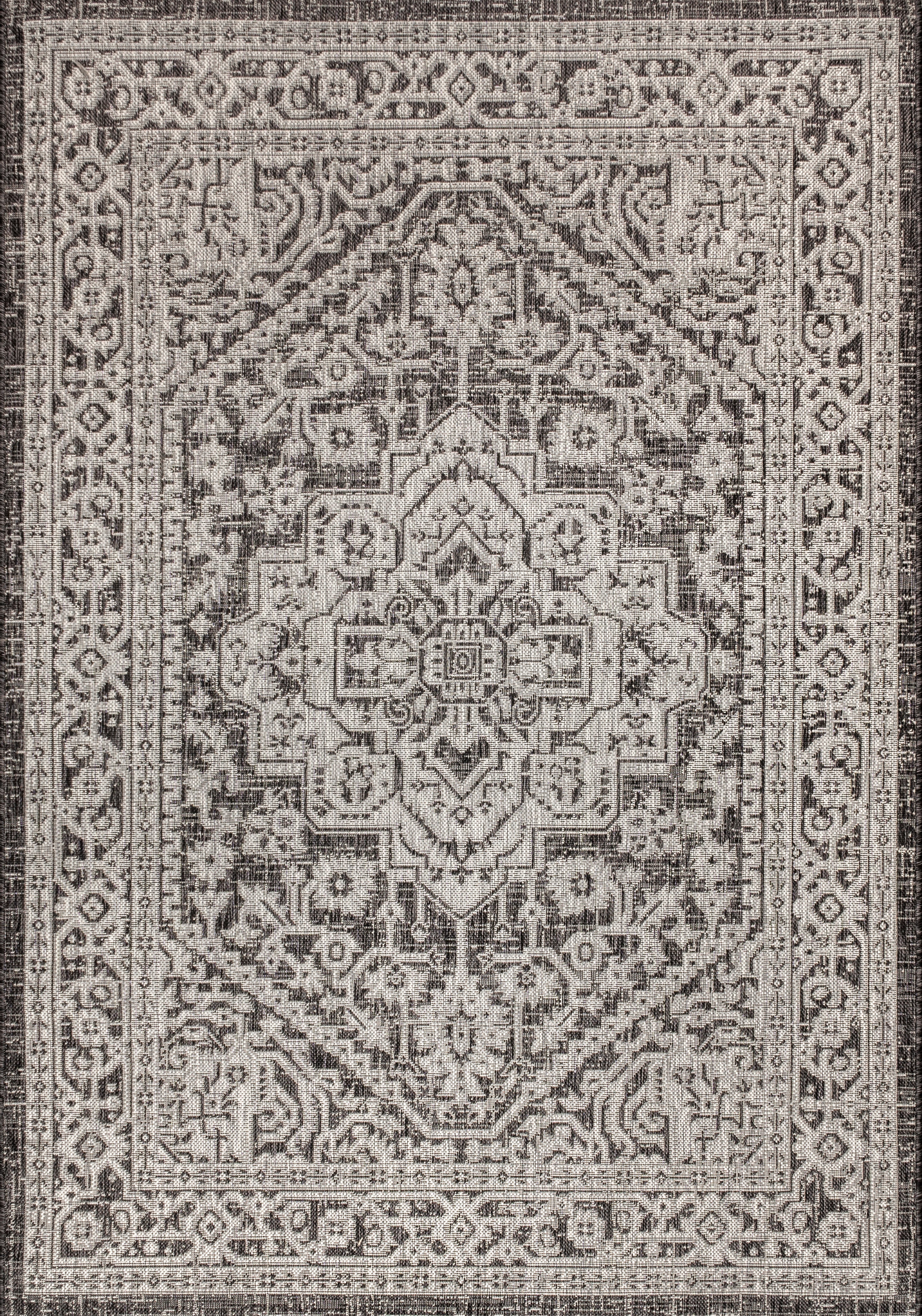 Sinjuri Medallion Textured Weave Indoor/Outdoor Area Rug
