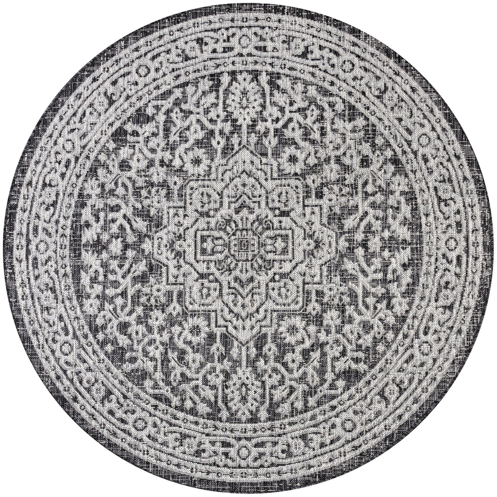 Sinjuri Medallion Textured Weave Indoor/Outdoor Area Rug