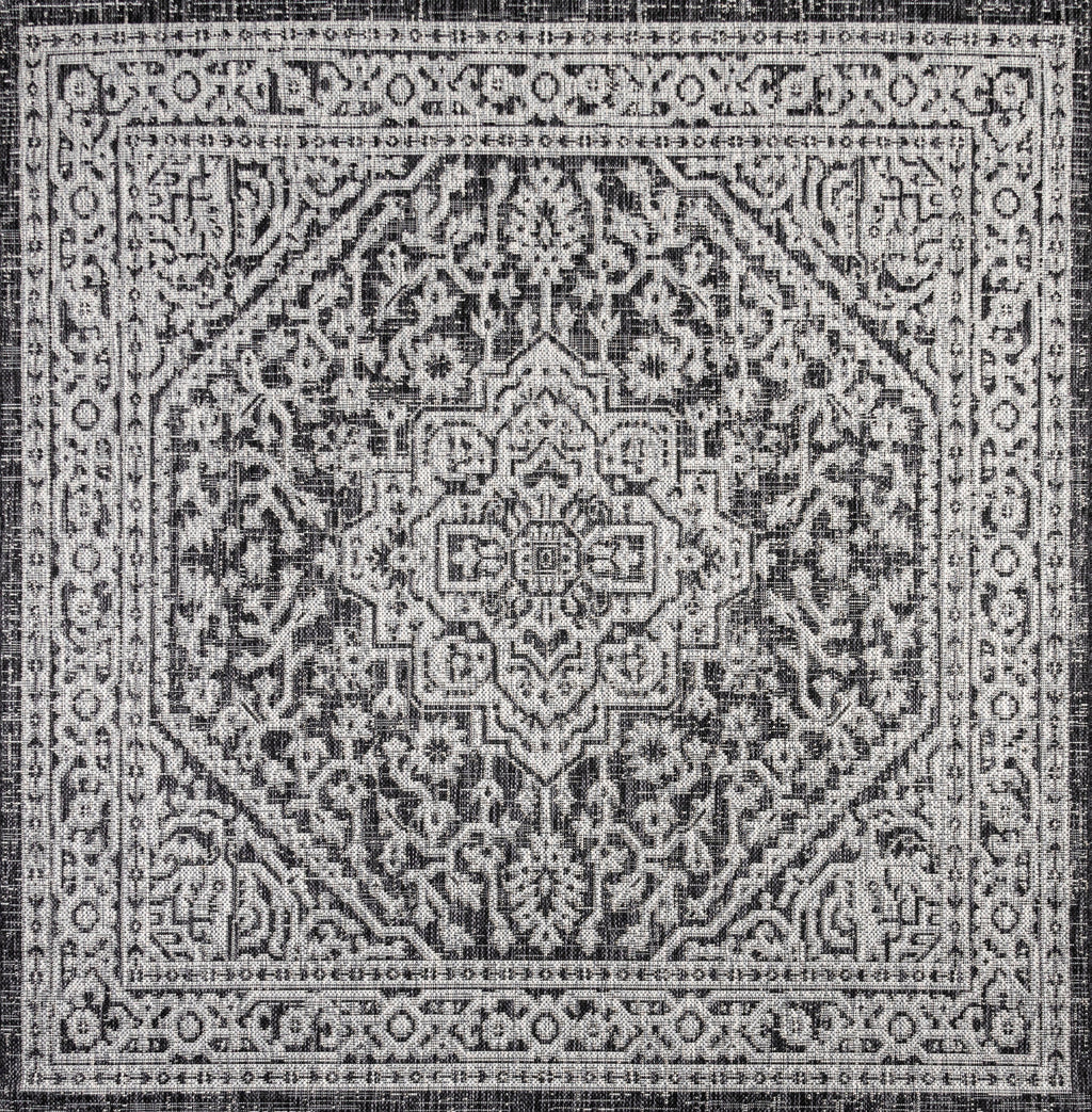 Sinjuri Medallion Textured Weave Indoor/Outdoor Area Rug