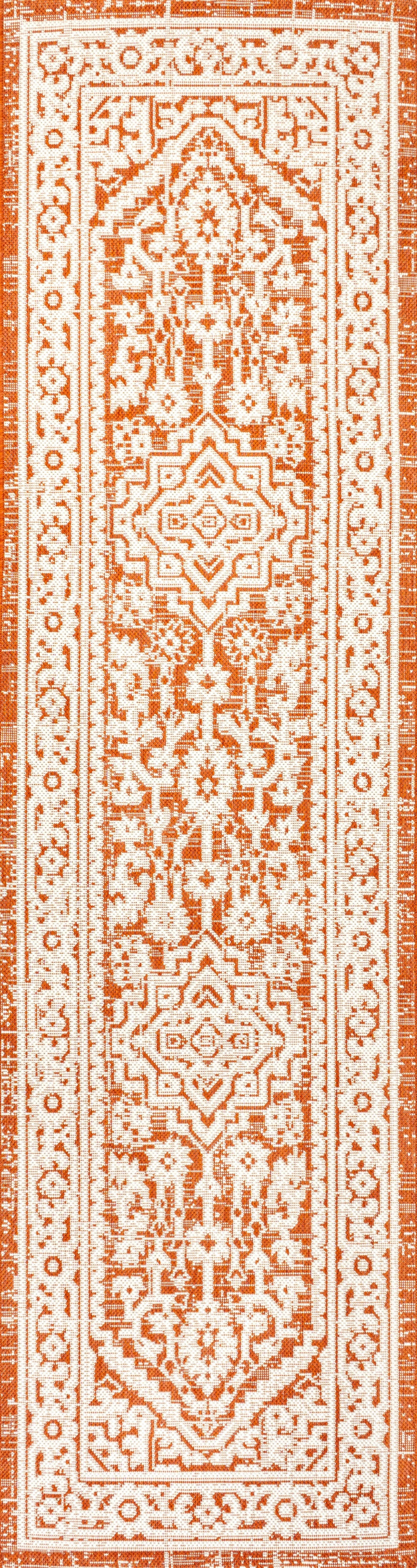Sinjuri Medallion Textured Weave Indoor/Outdoor Area Rug