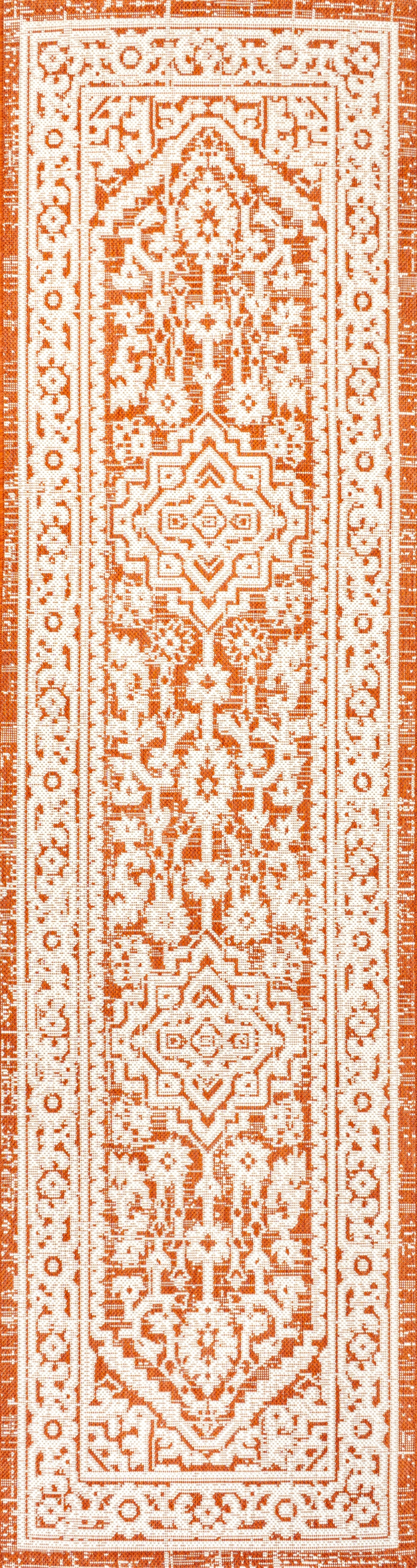 Sinjuri Medallion Textured Weave Indoor/Outdoor Area Rug