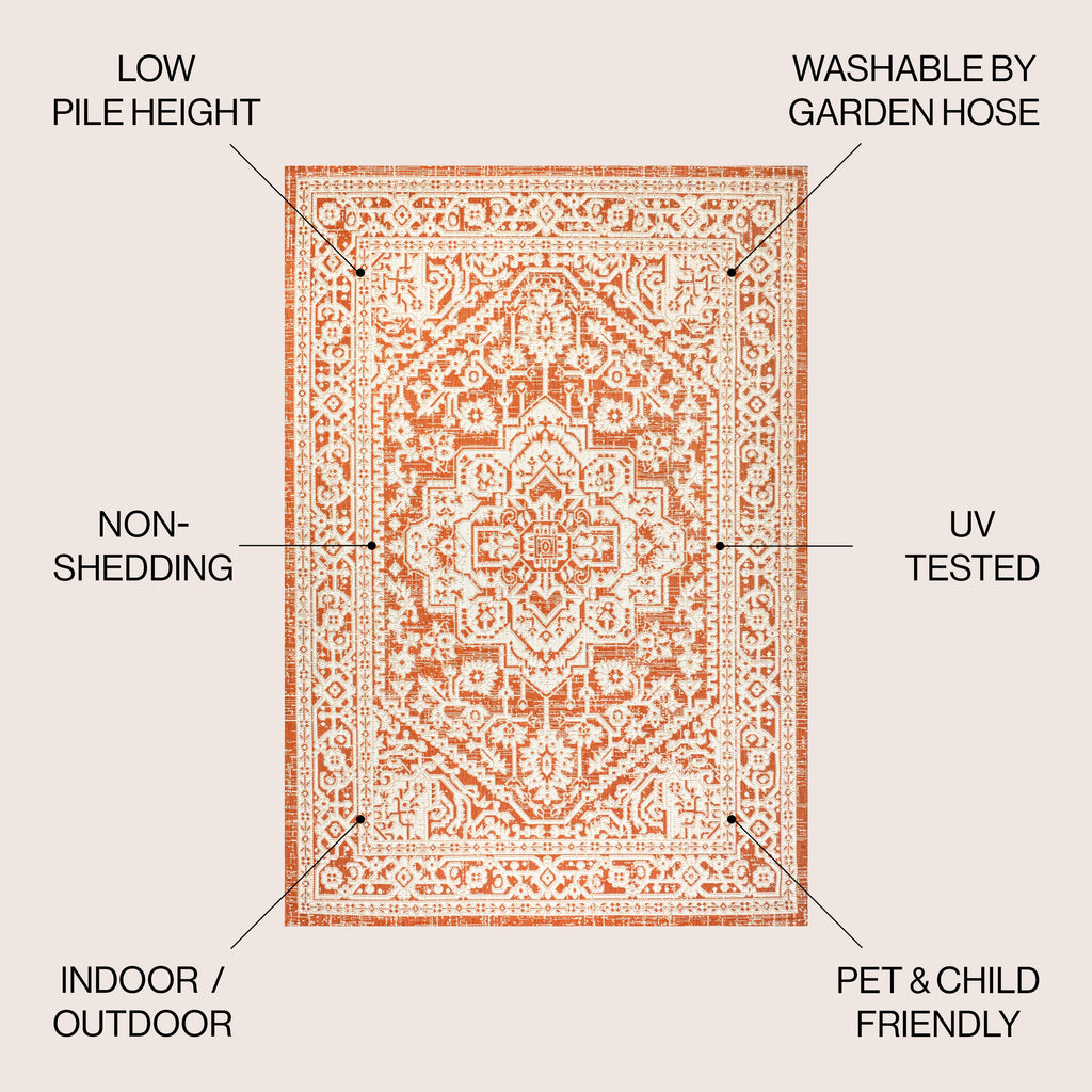 Sinjuri Medallion Textured Weave Indoor/Outdoor Area Rug