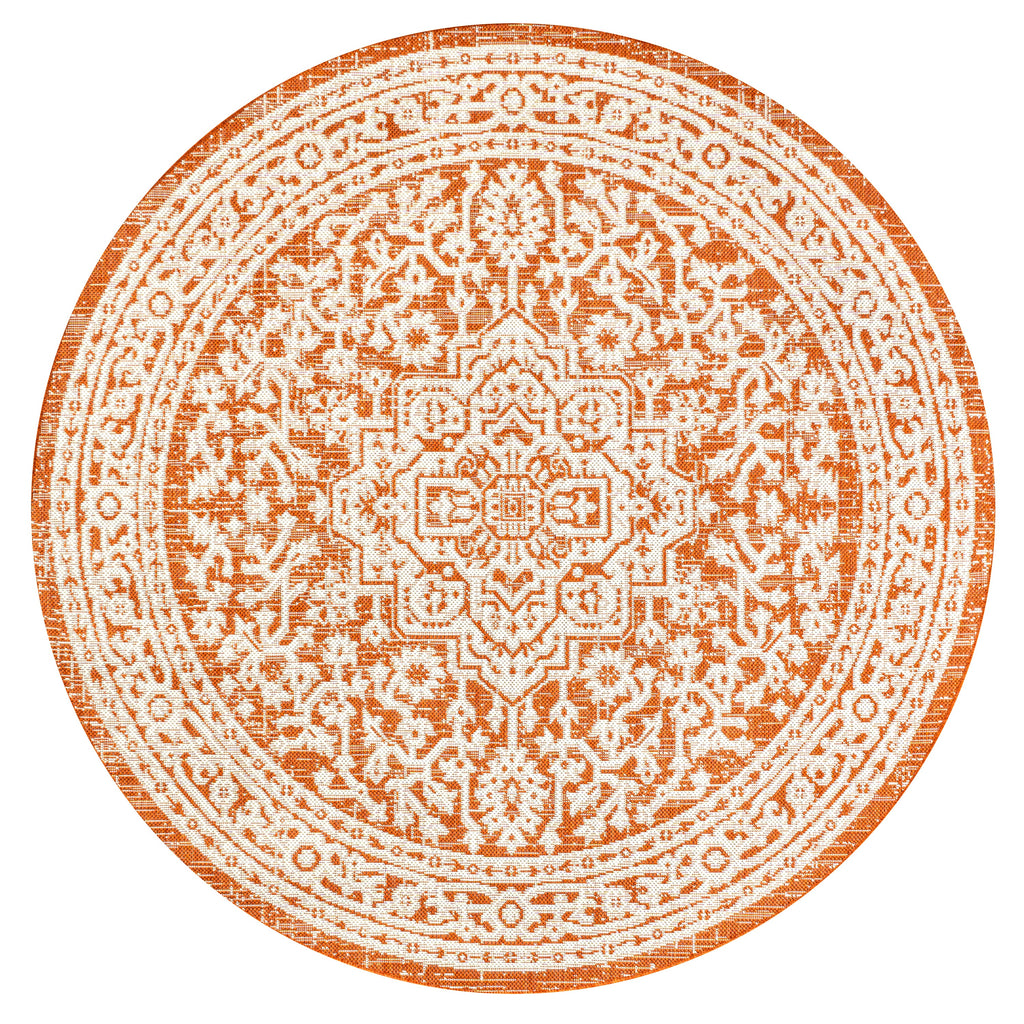 Sinjuri Medallion Textured Weave Indoor/Outdoor Area Rug