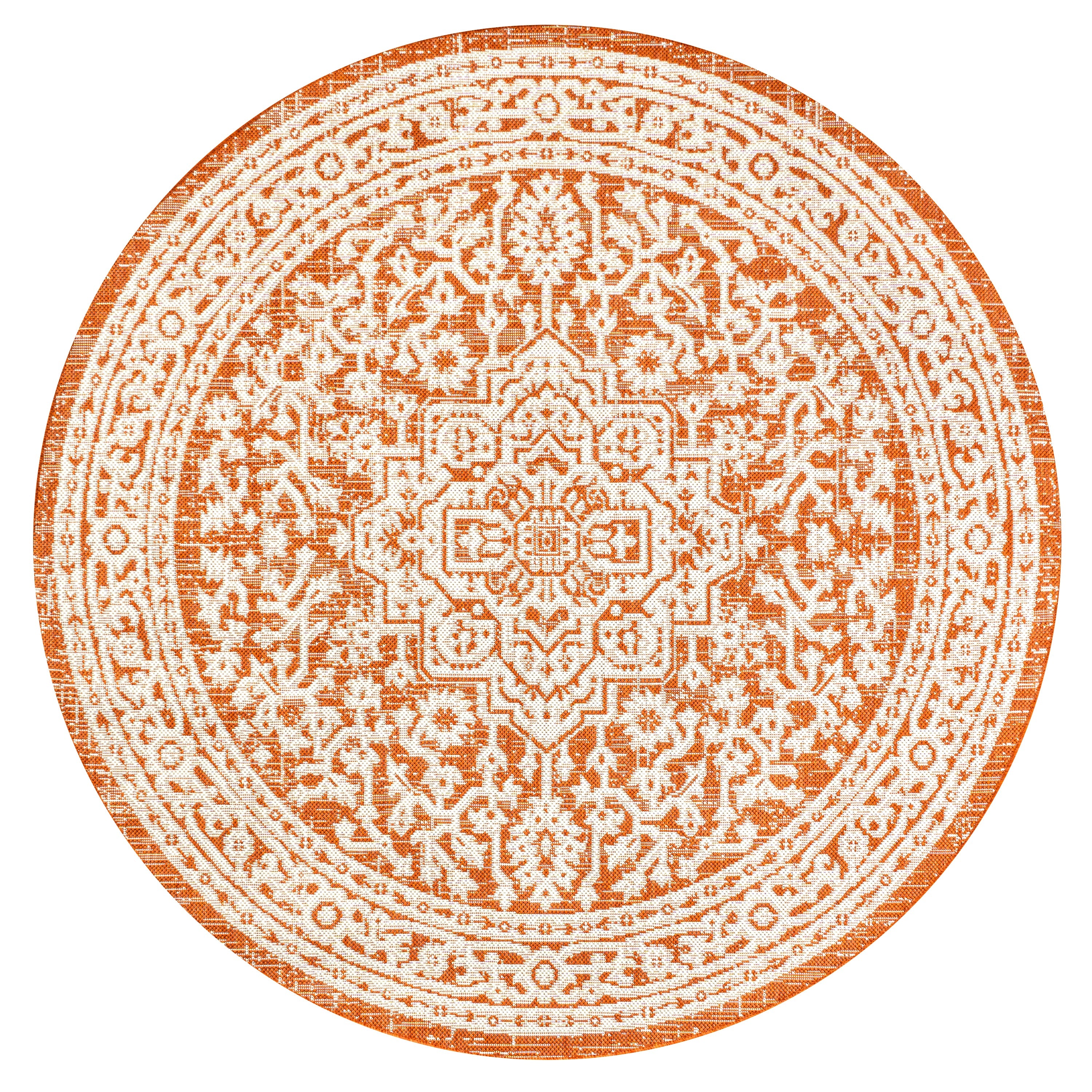 Sinjuri Medallion Textured Weave Indoor/Outdoor Area Rug