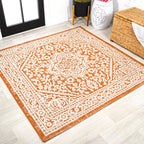 Sinjuri Medallion Textured Weave Indoor/Outdoor Area Rug