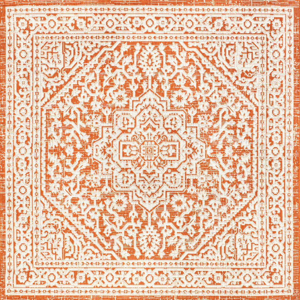 Sinjuri Medallion Textured Weave Indoor/Outdoor Area Rug