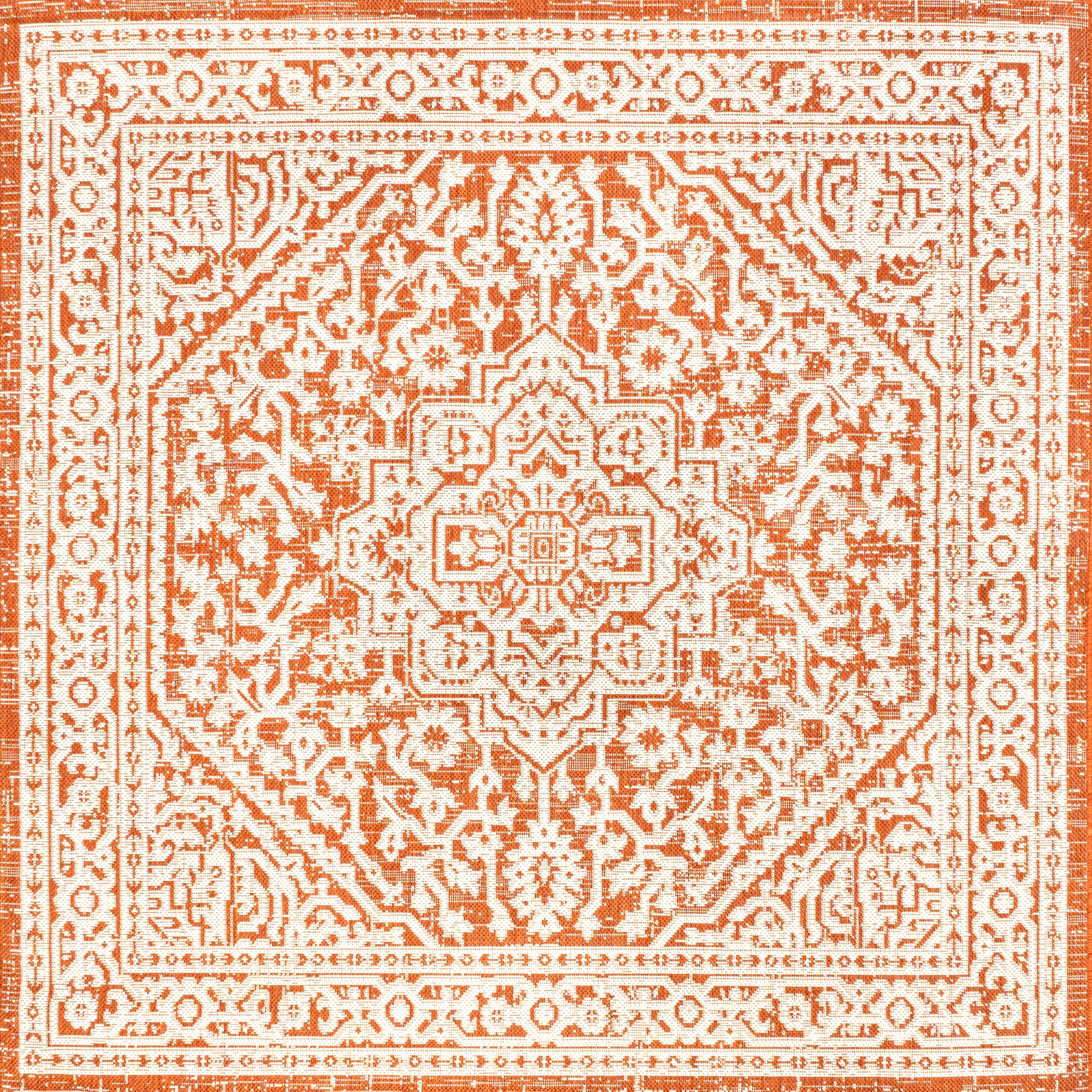 Sinjuri Medallion Textured Weave Indoor/Outdoor Area Rug