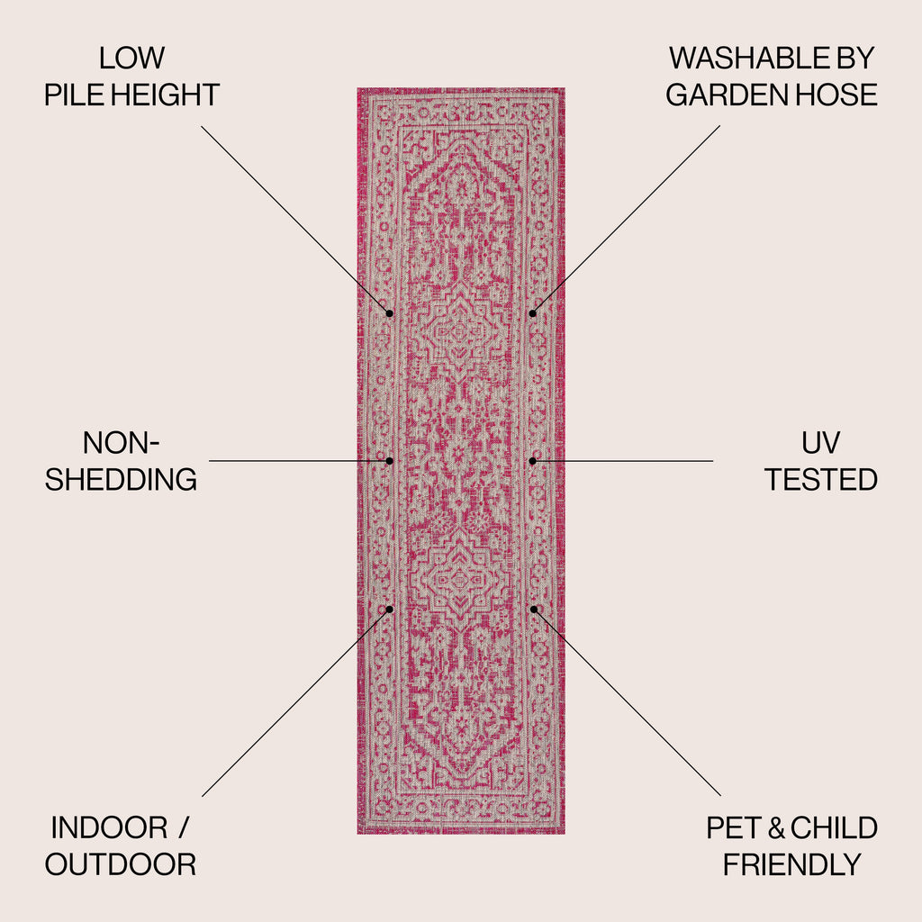 Sinjuri Medallion Textured Weave Indoor/Outdoor Area Rug