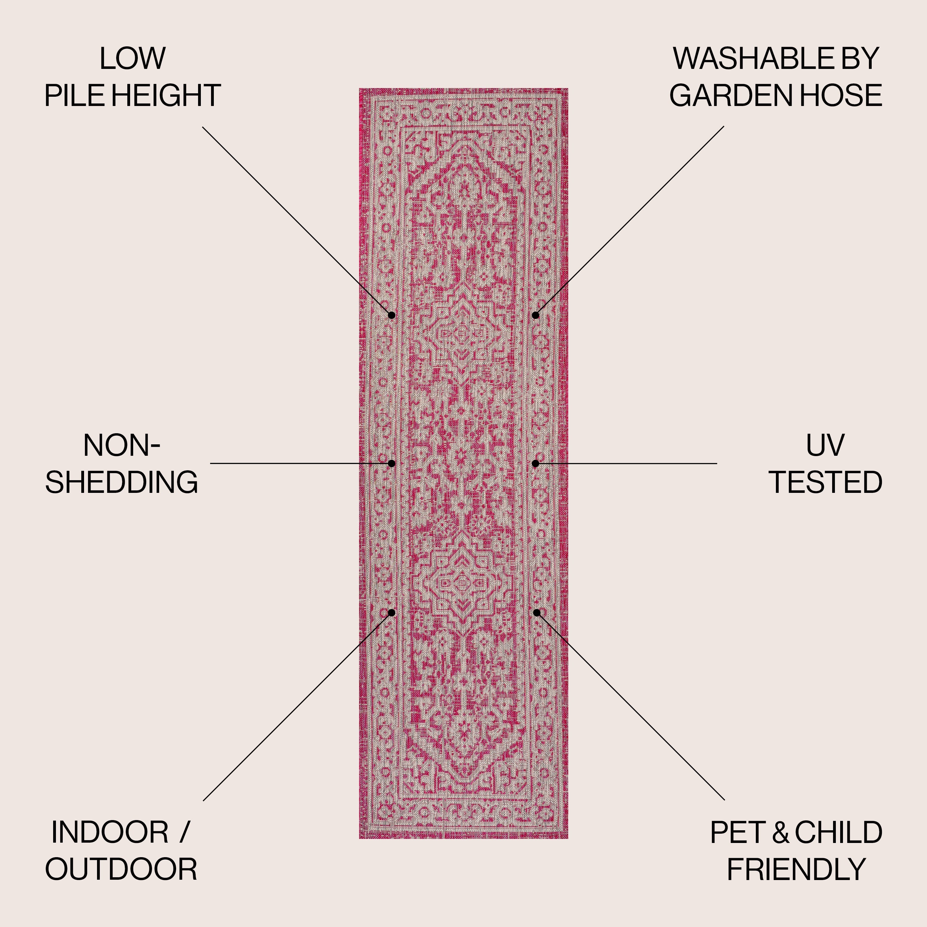 Sinjuri Medallion Textured Weave Indoor/Outdoor Area Rug