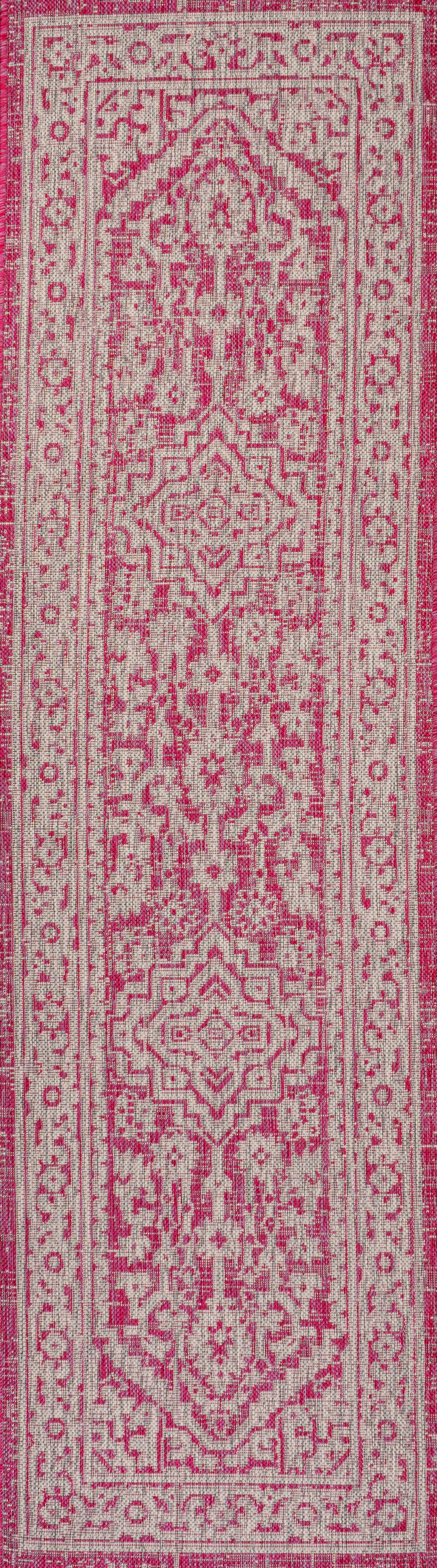 Sinjuri Medallion Textured Weave Indoor/Outdoor Area Rug