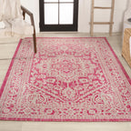 Sinjuri Medallion Textured Weave Indoor/Outdoor Area Rug