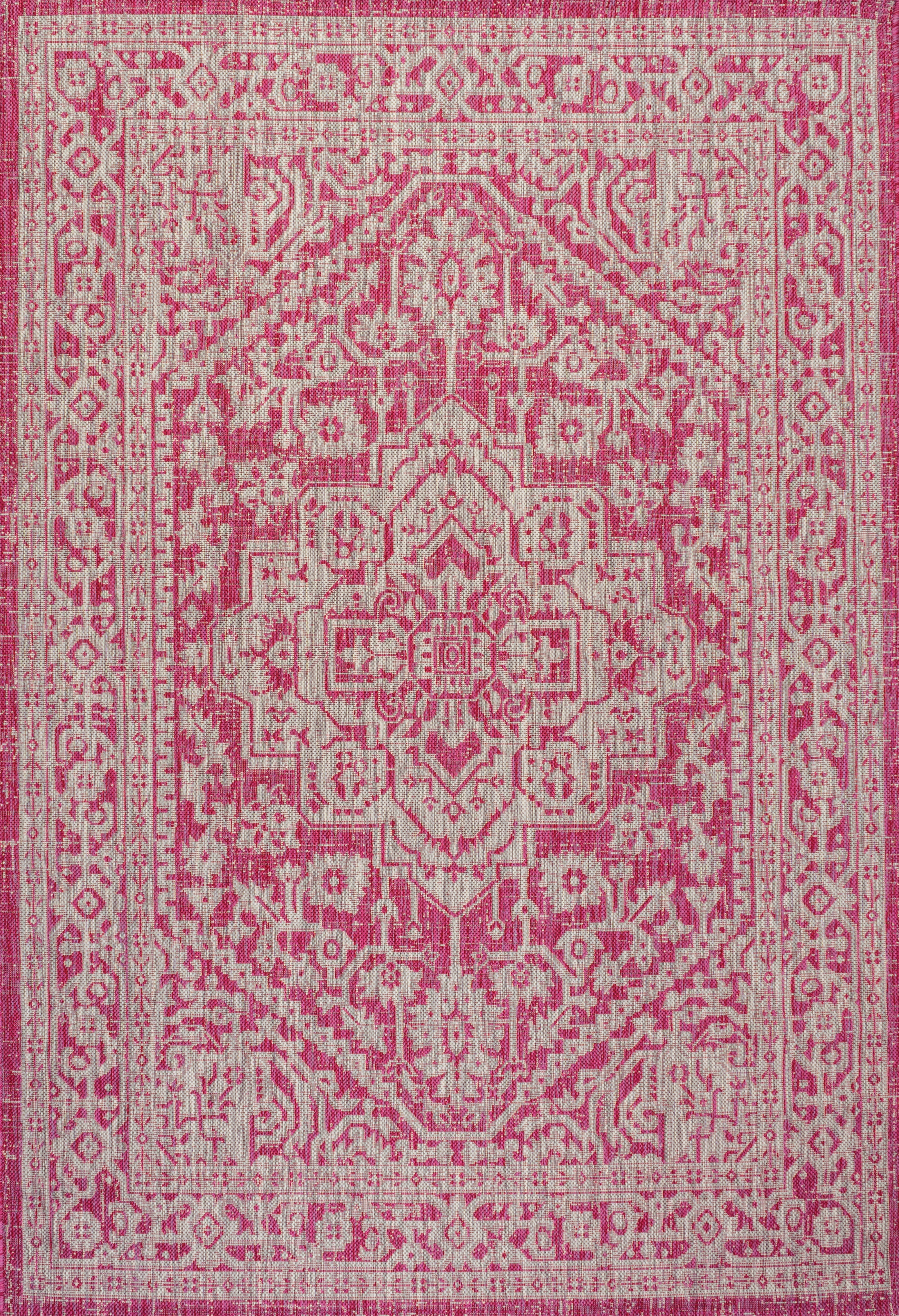 Sinjuri Medallion Textured Weave Indoor/Outdoor Area Rug