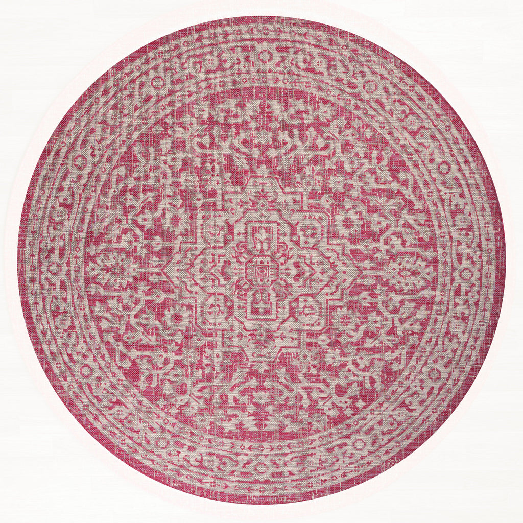 Sinjuri Medallion Textured Weave Indoor/Outdoor Area Rug