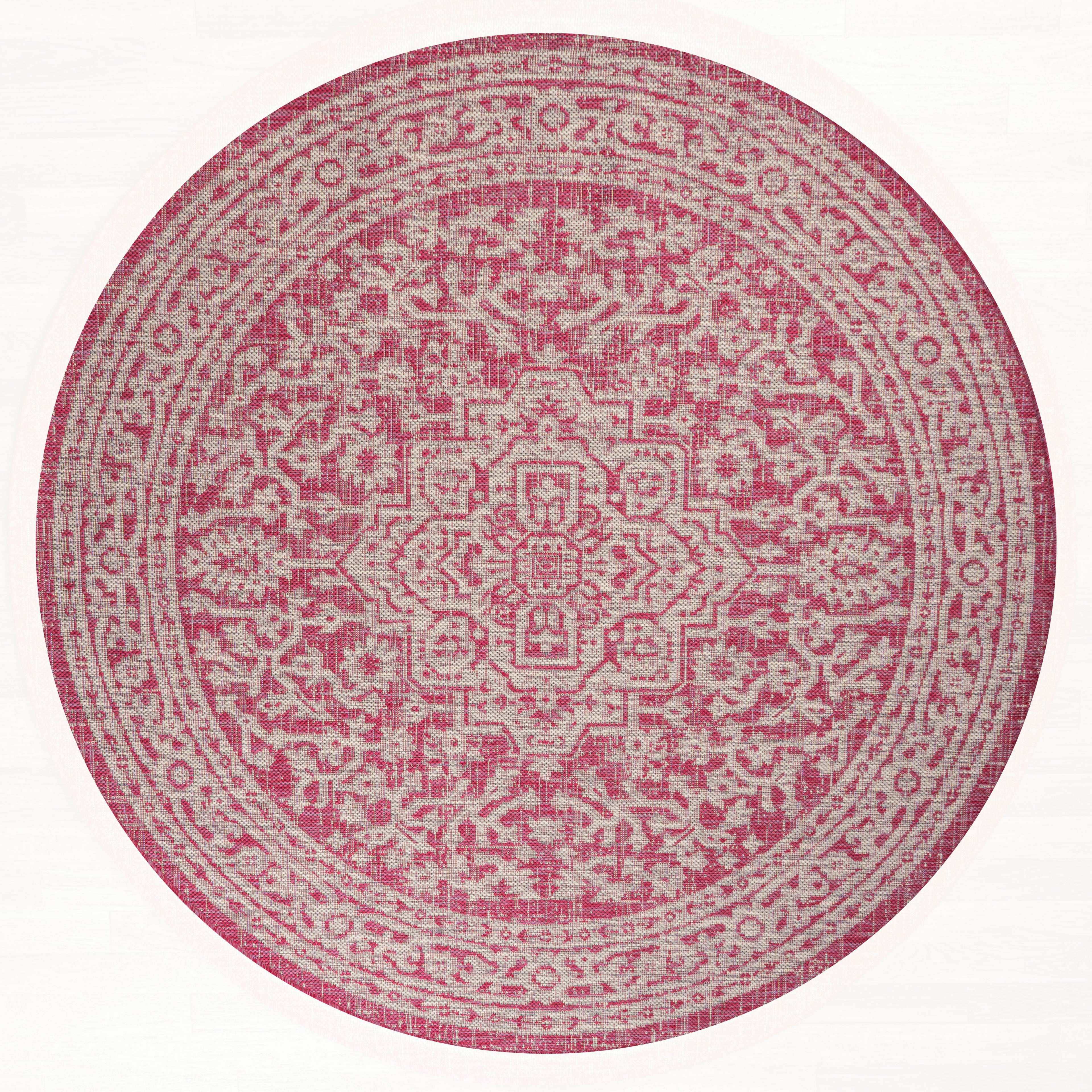 Sinjuri Medallion Textured Weave Indoor/Outdoor Area Rug