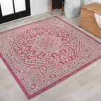 Sinjuri Medallion Textured Weave Indoor/Outdoor Area Rug