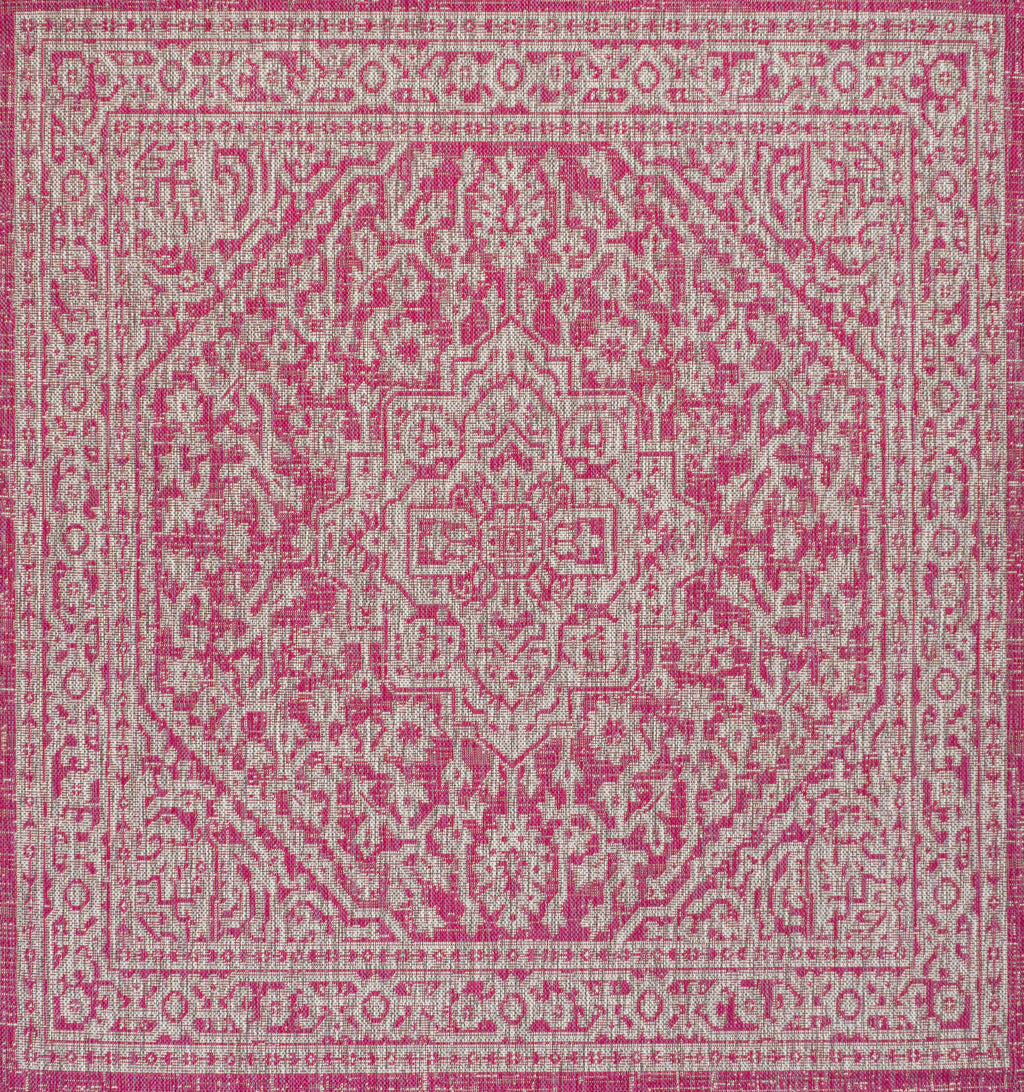 Sinjuri Medallion Textured Weave Indoor/Outdoor Area Rug