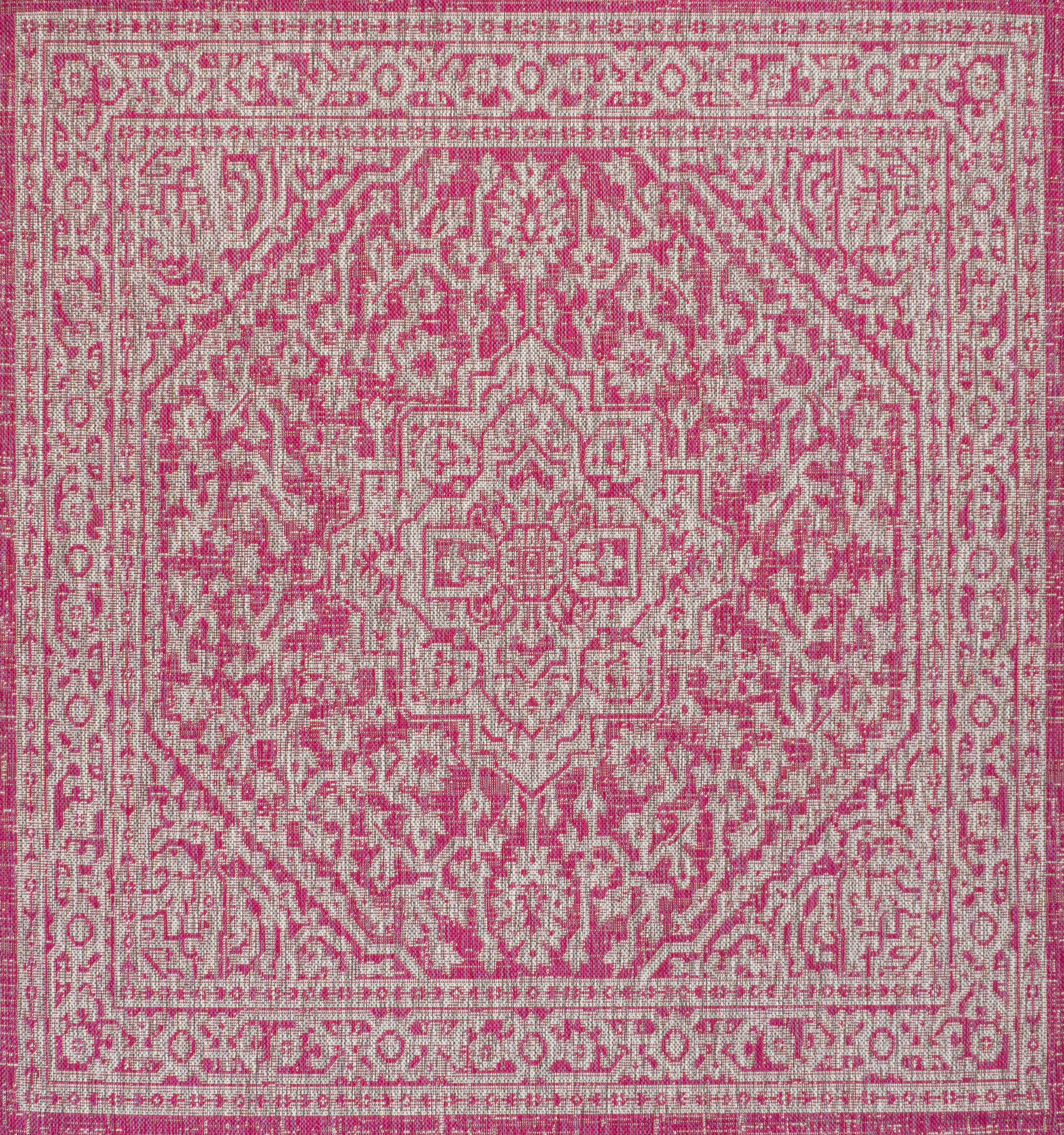 Sinjuri Medallion Textured Weave Indoor/Outdoor Area Rug