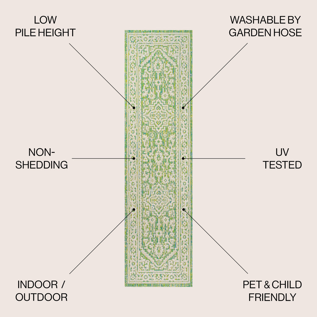 Sinjuri Medallion Textured Weave Indoor/Outdoor Area Rug