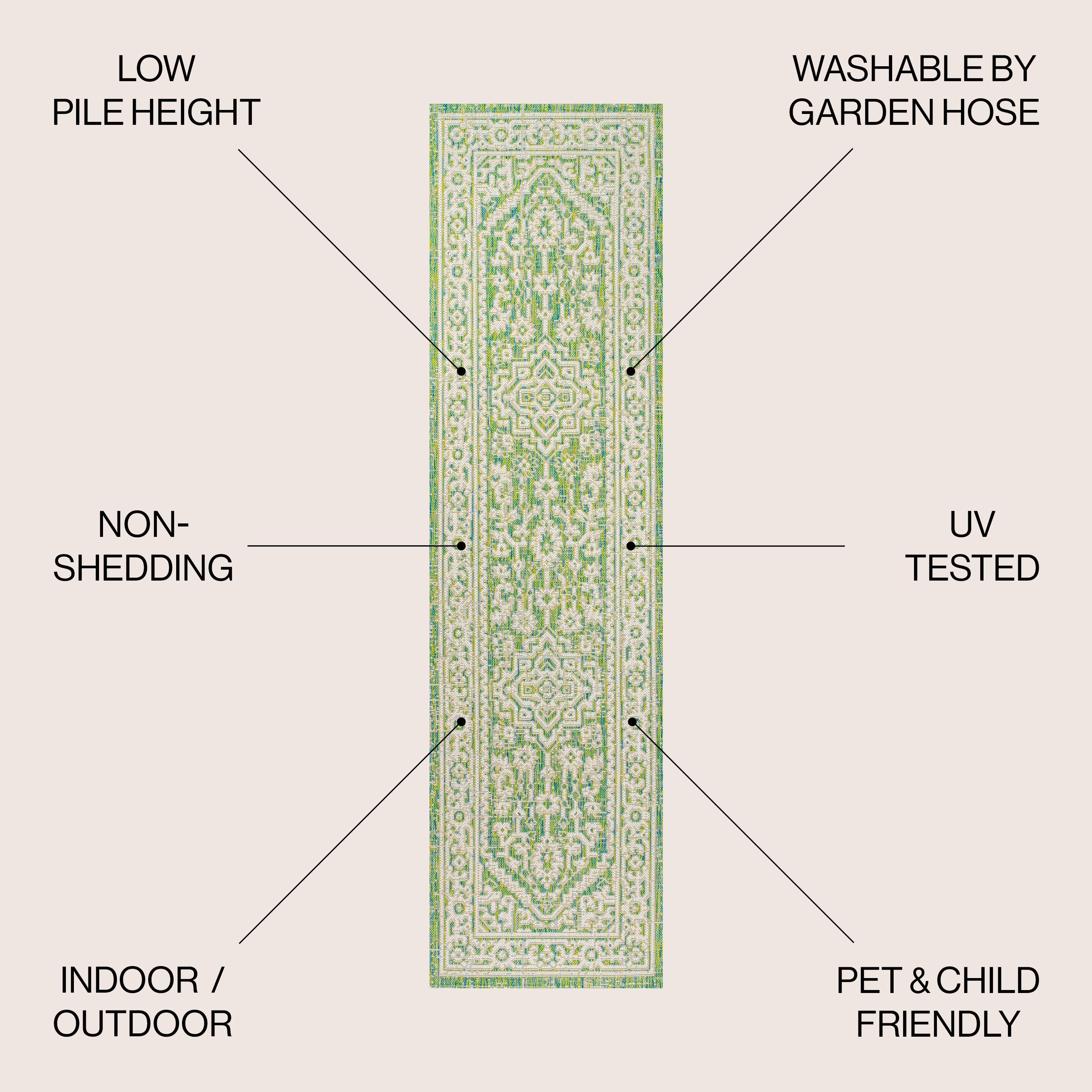 Sinjuri Medallion Textured Weave Indoor/Outdoor Area Rug