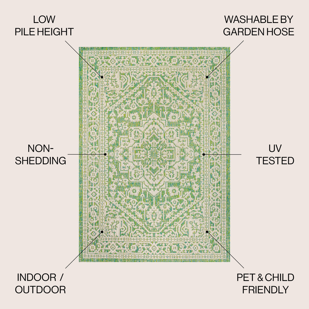 Sinjuri Medallion Textured Weave Indoor/Outdoor Area Rug