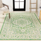 Sinjuri Medallion Textured Weave Indoor/Outdoor Area Rug
