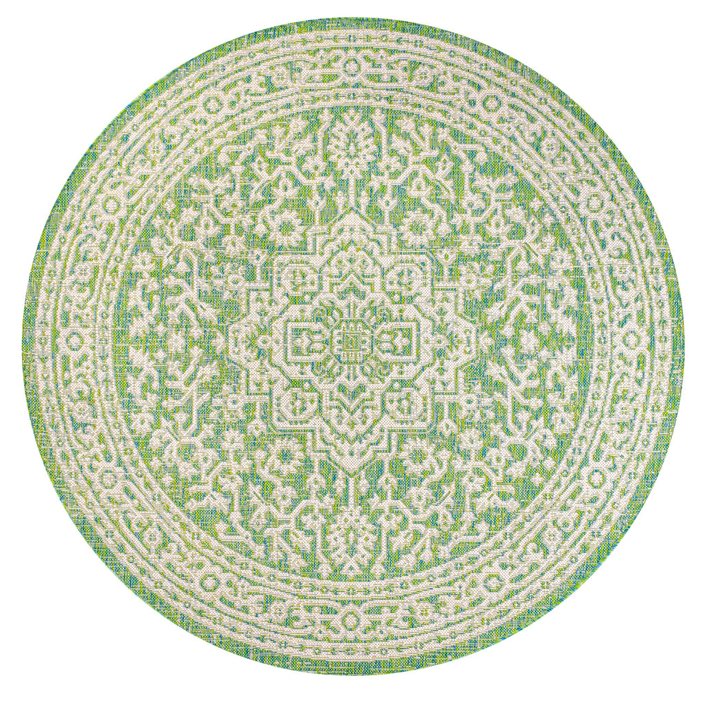 Sinjuri Medallion Textured Weave Indoor/Outdoor Area Rug