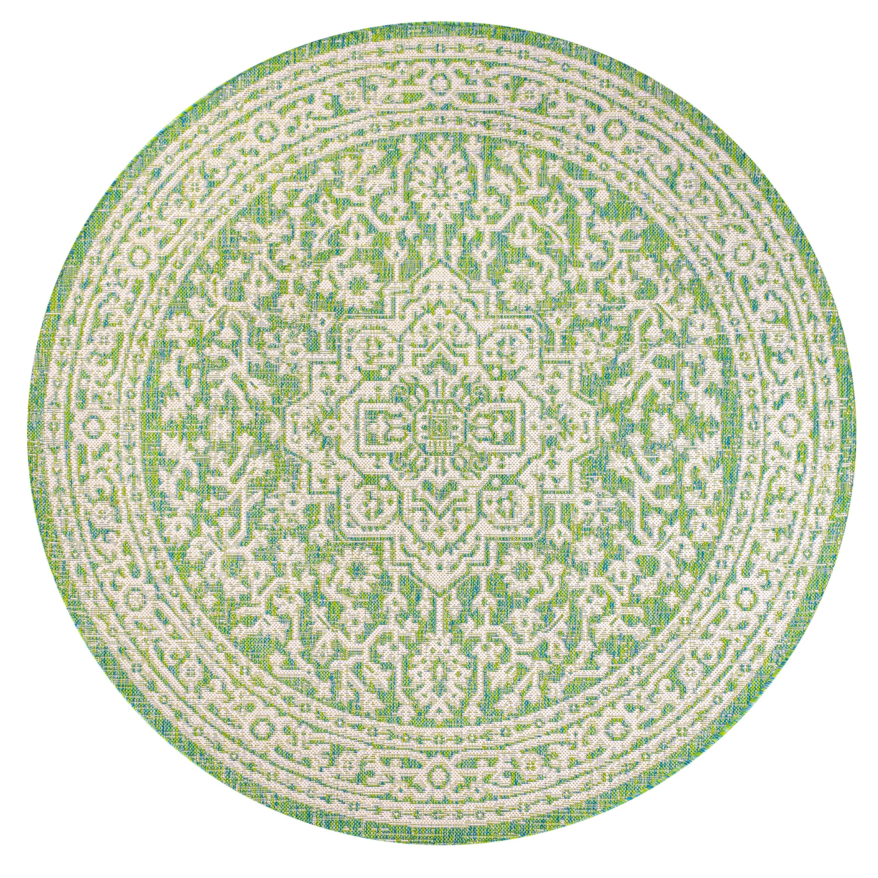 Sinjuri Medallion Textured Weave Indoor/Outdoor Area Rug