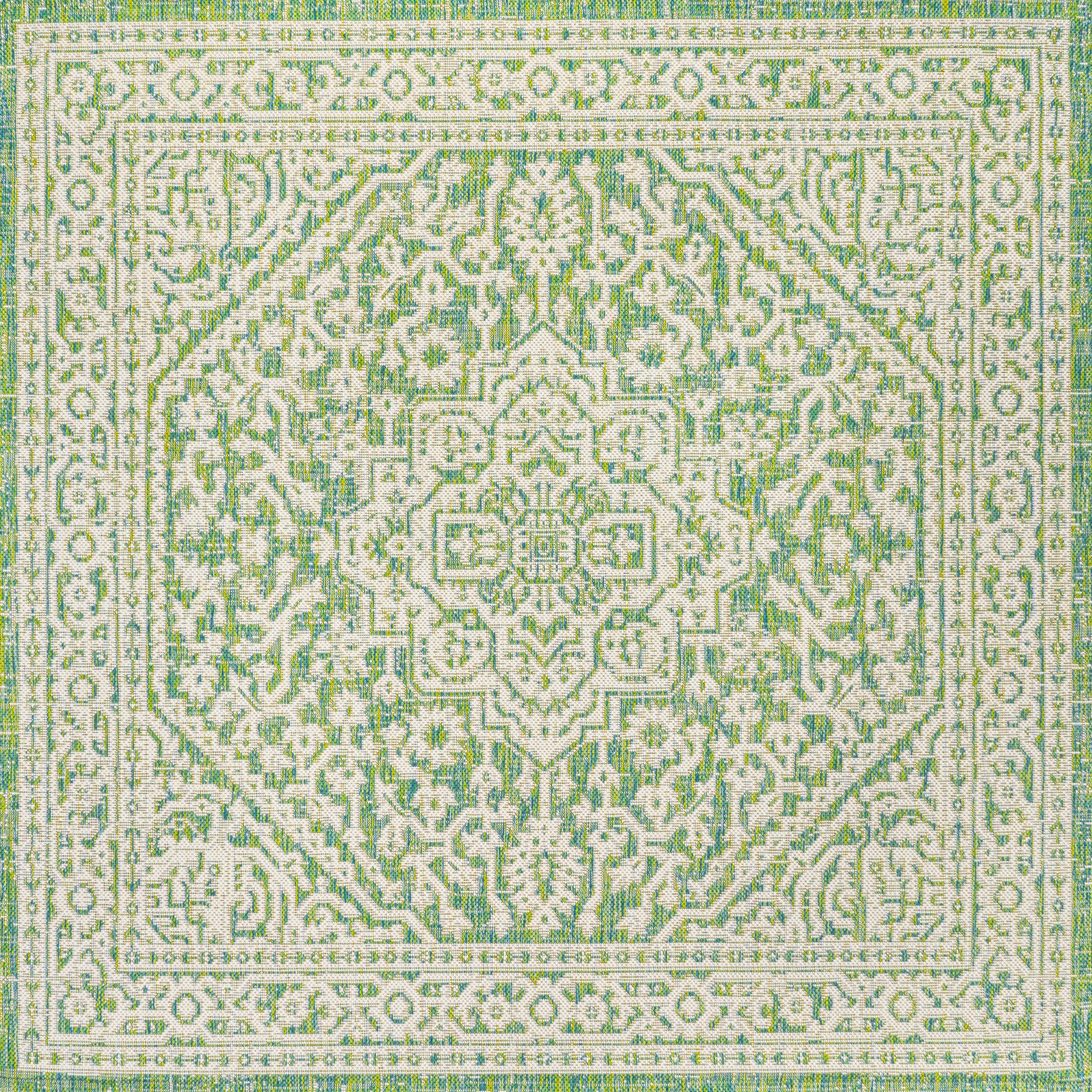 Sinjuri Medallion Textured Weave Indoor/Outdoor Area Rug