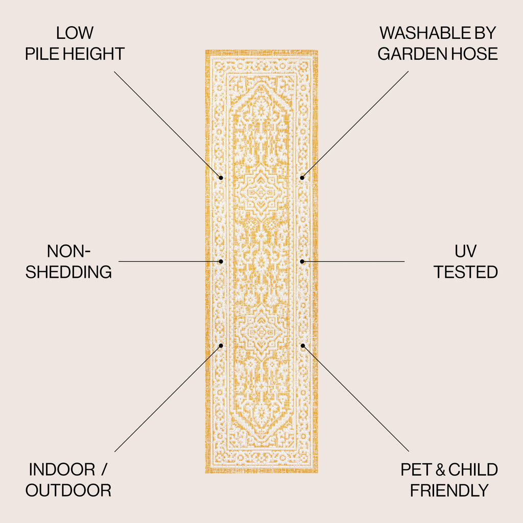 Sinjuri Medallion Textured Weave Indoor/Outdoor Area Rug