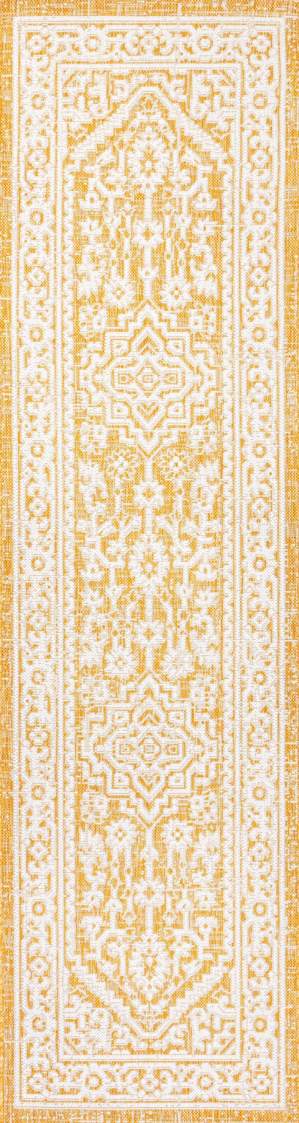 Sinjuri Medallion Textured Weave Indoor/Outdoor Area Rug