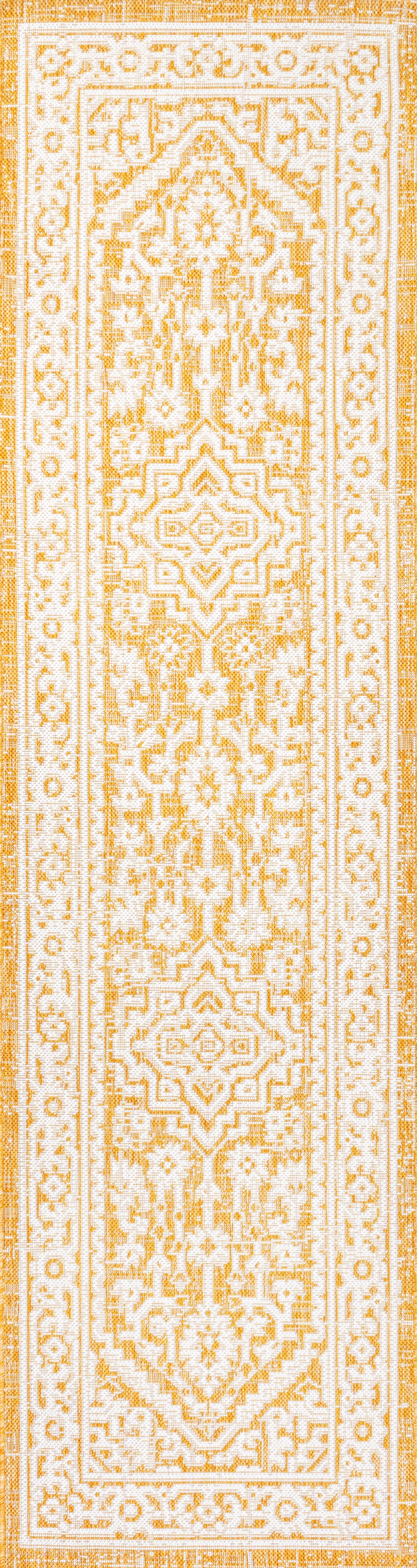 Sinjuri Medallion Textured Weave Indoor/Outdoor Area Rug