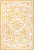 Sinjuri Medallion Textured Weave Indoor/Outdoor Area Rug