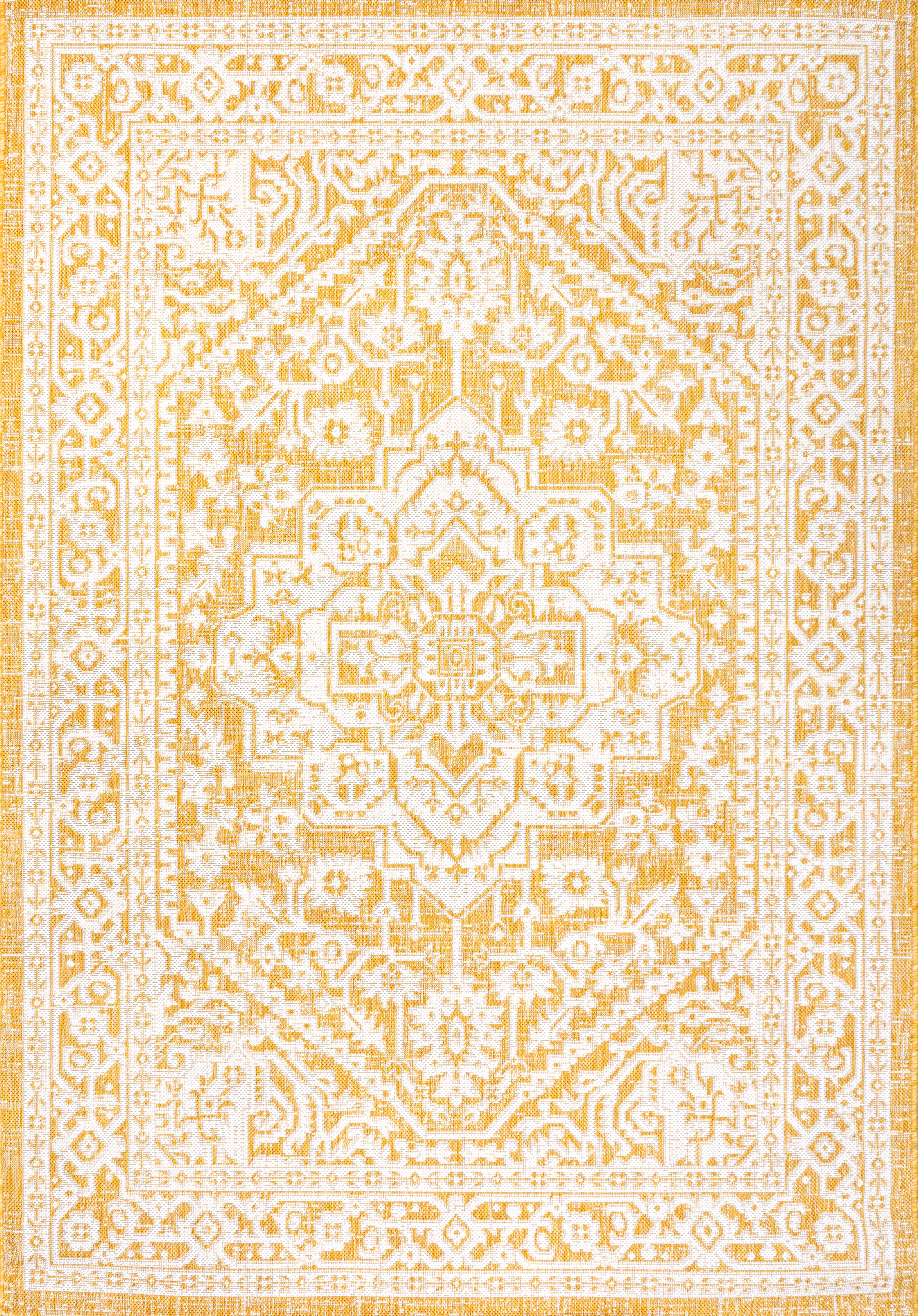 Sinjuri Medallion Textured Weave Indoor/Outdoor Area Rug