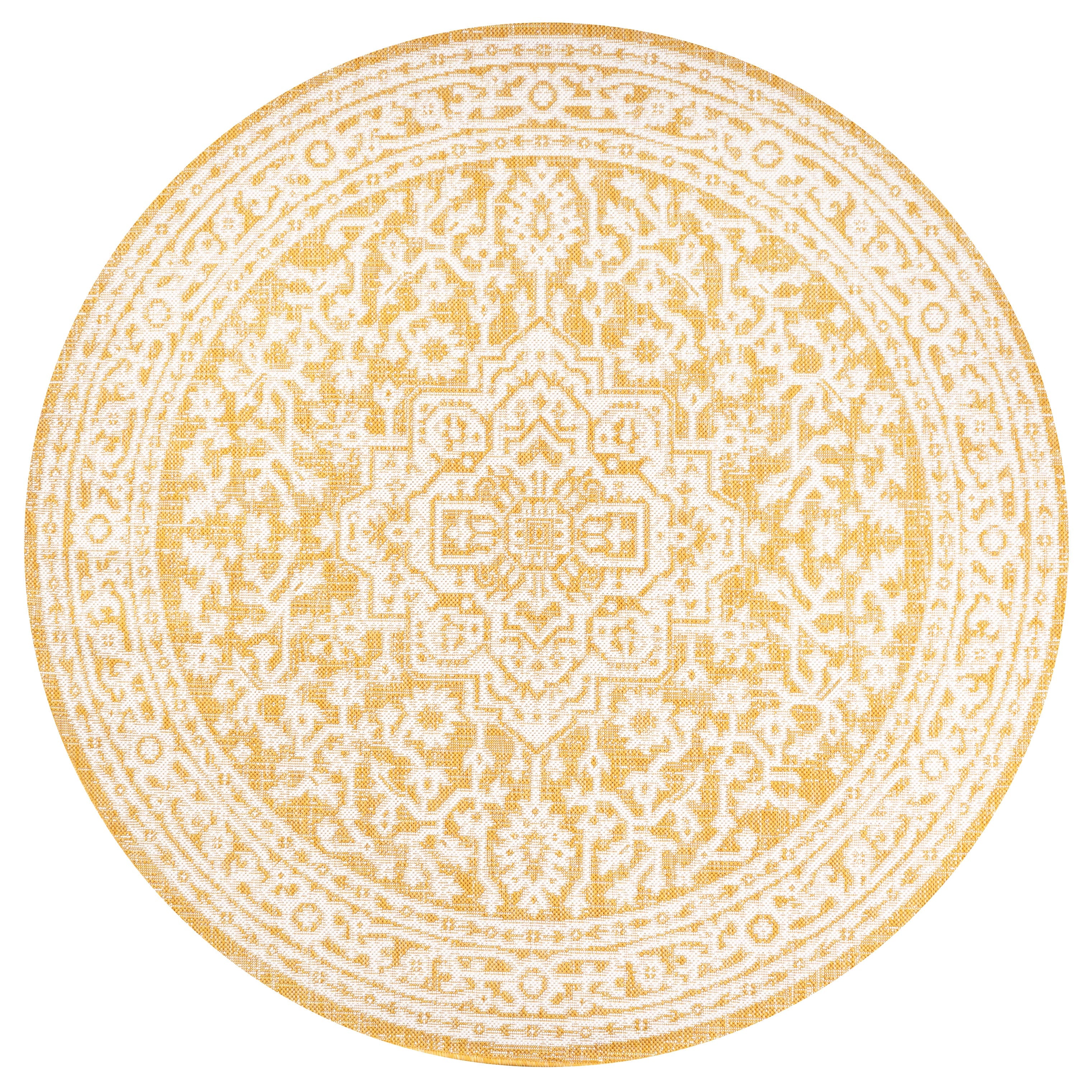 Sinjuri Medallion Textured Weave Indoor/Outdoor Area Rug