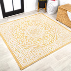 Sinjuri Medallion Textured Weave Indoor/Outdoor Area Rug