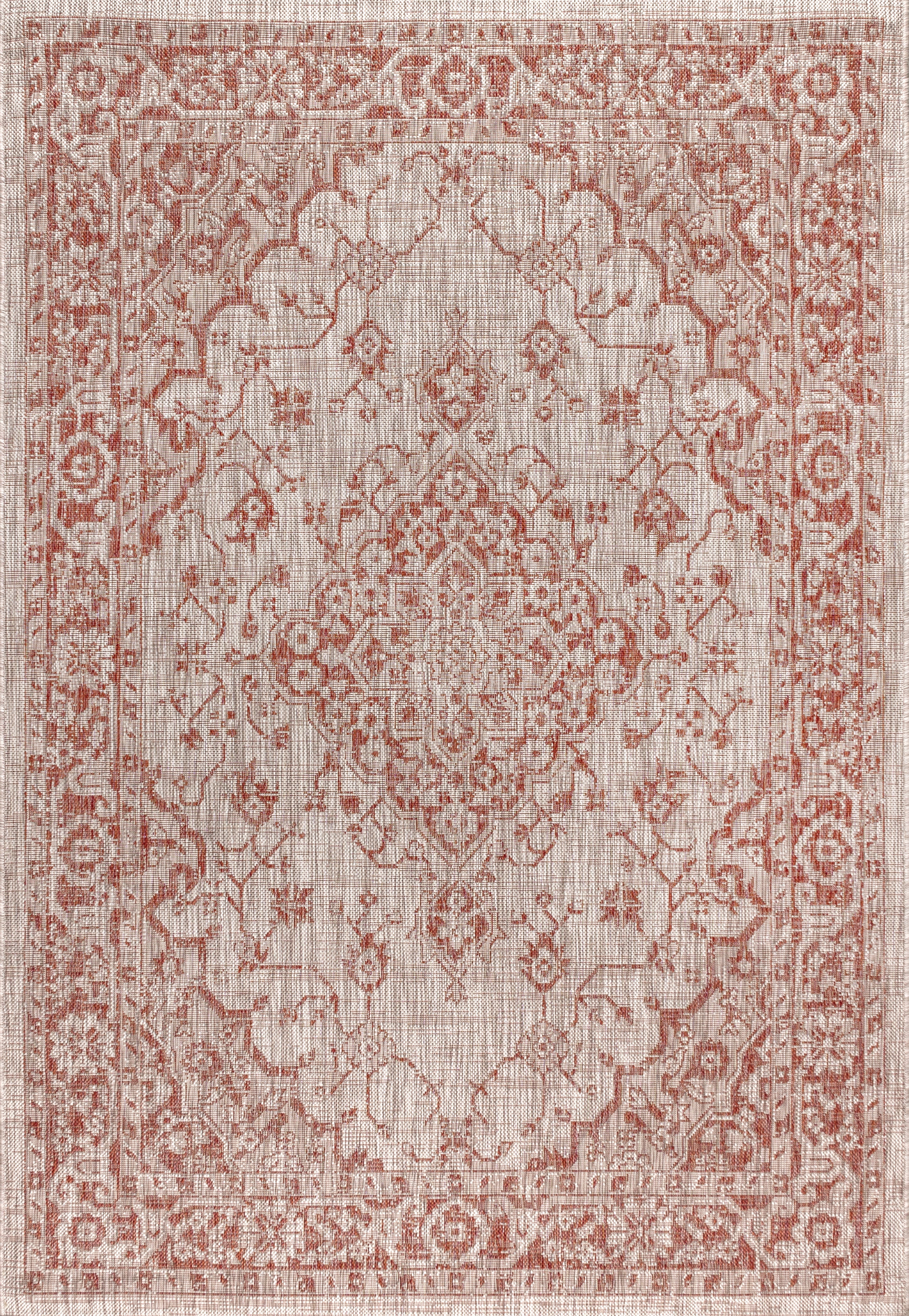 Rozetta Boho Medallion Textured Weave Indoor/Outdoor Area Rug