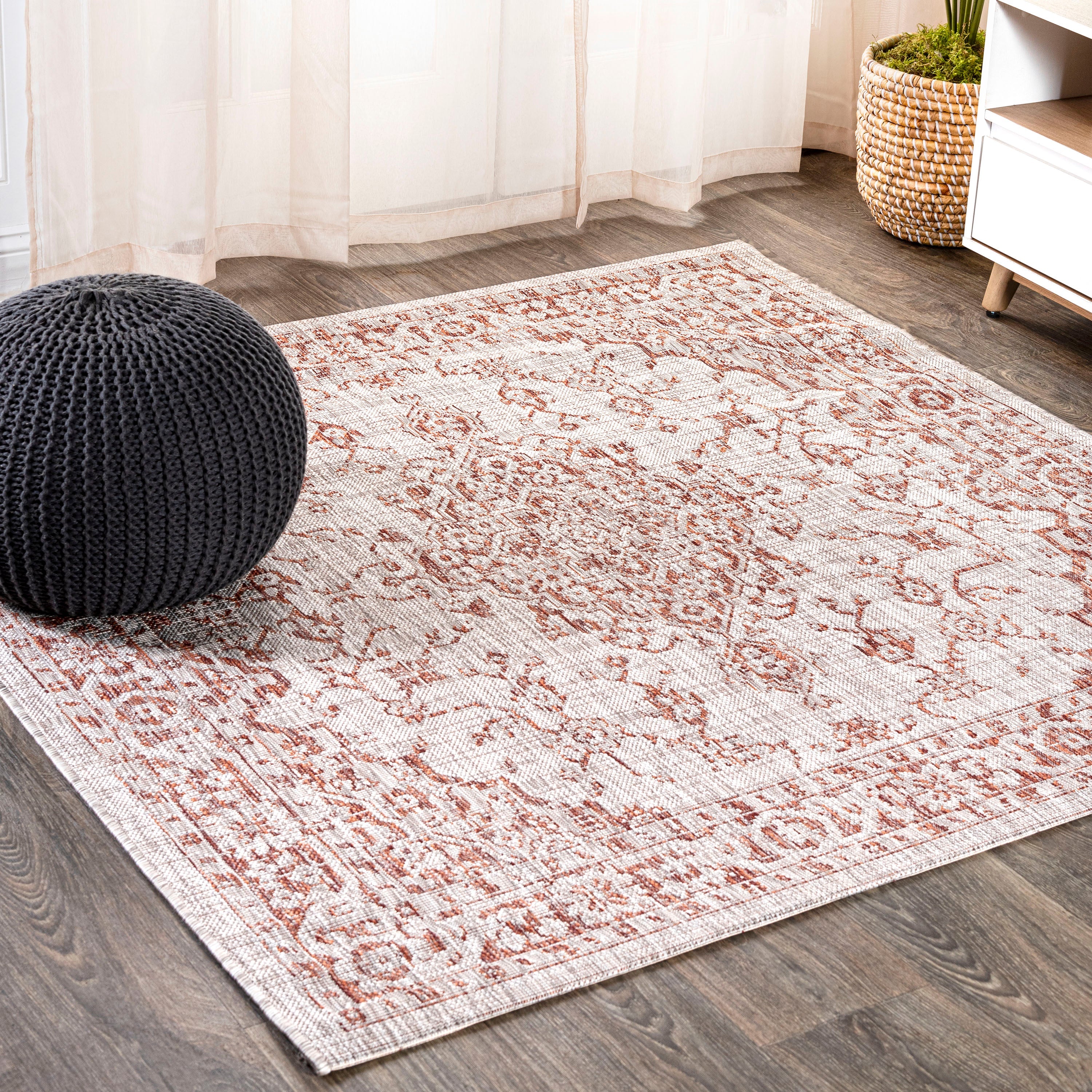 Rozetta Boho Medallion Textured Weave Indoor/Outdoor Area Rug