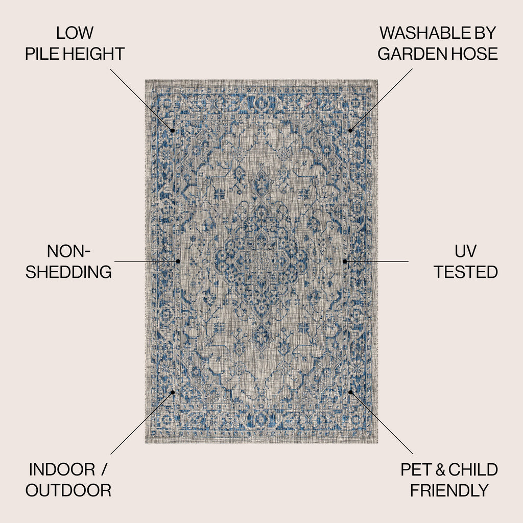 Rozetta Boho Medallion Textured Weave Indoor/Outdoor Area Rug