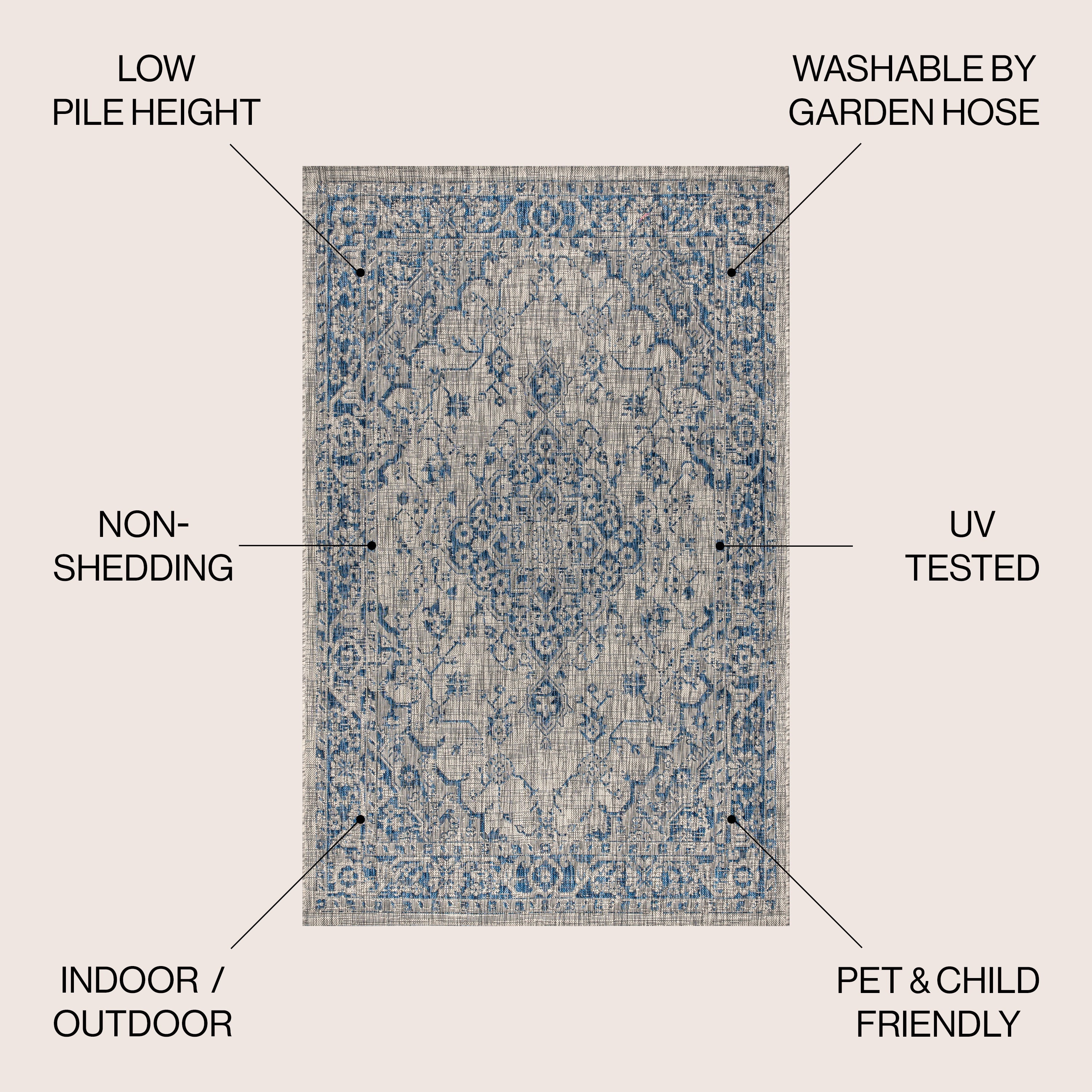 Rozetta Boho Medallion Textured Weave Indoor/Outdoor Area Rug
