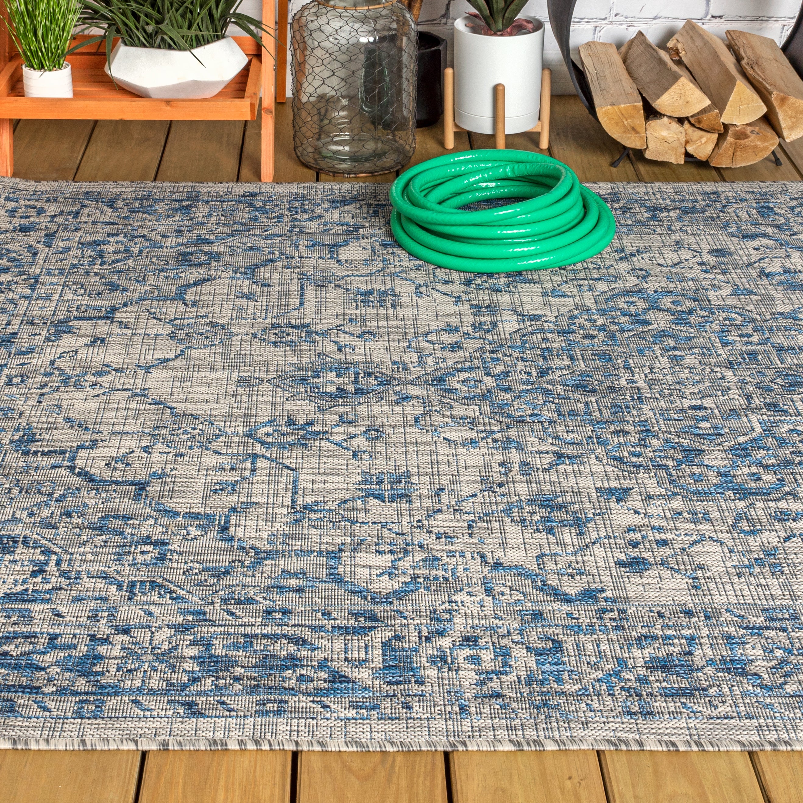 Rozetta Boho Medallion Textured Weave Indoor/Outdoor Area Rug