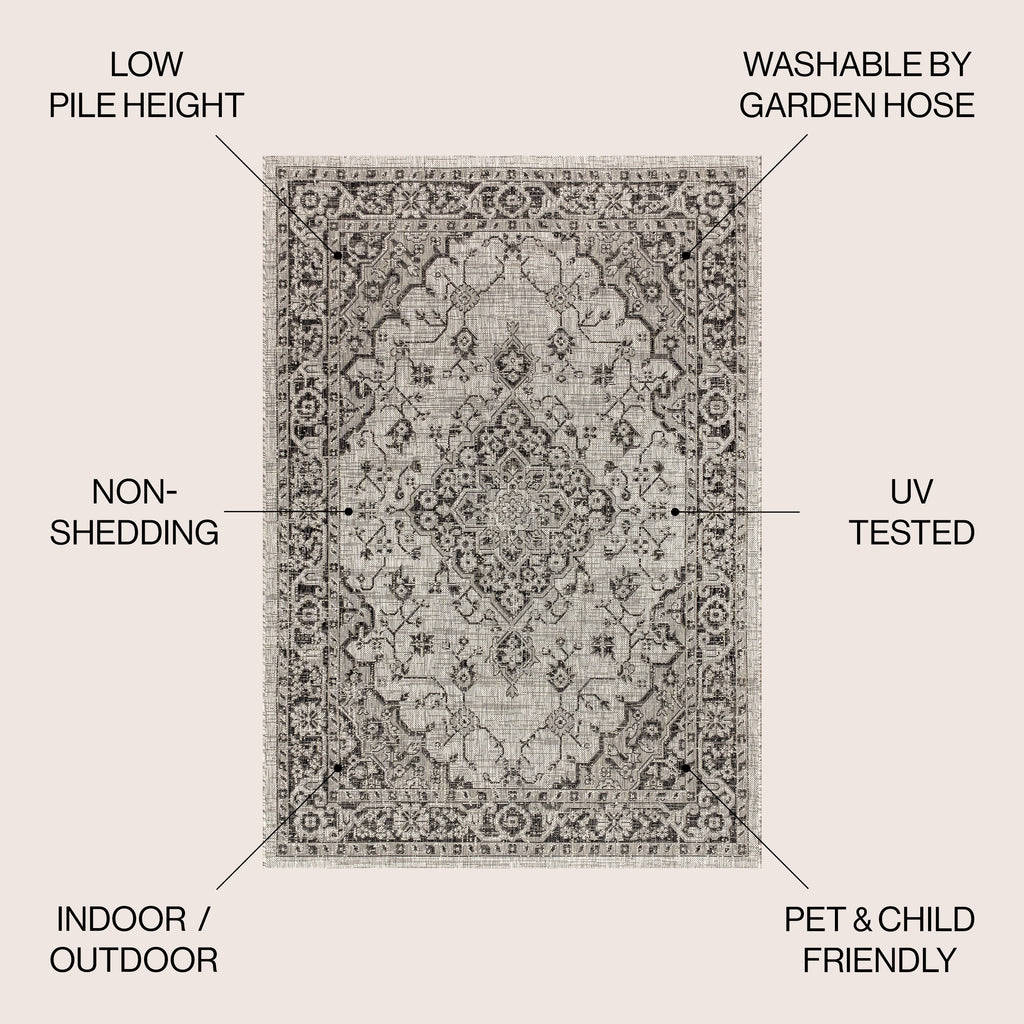 Rozetta Boho Medallion Textured Weave Indoor/Outdoor Area Rug