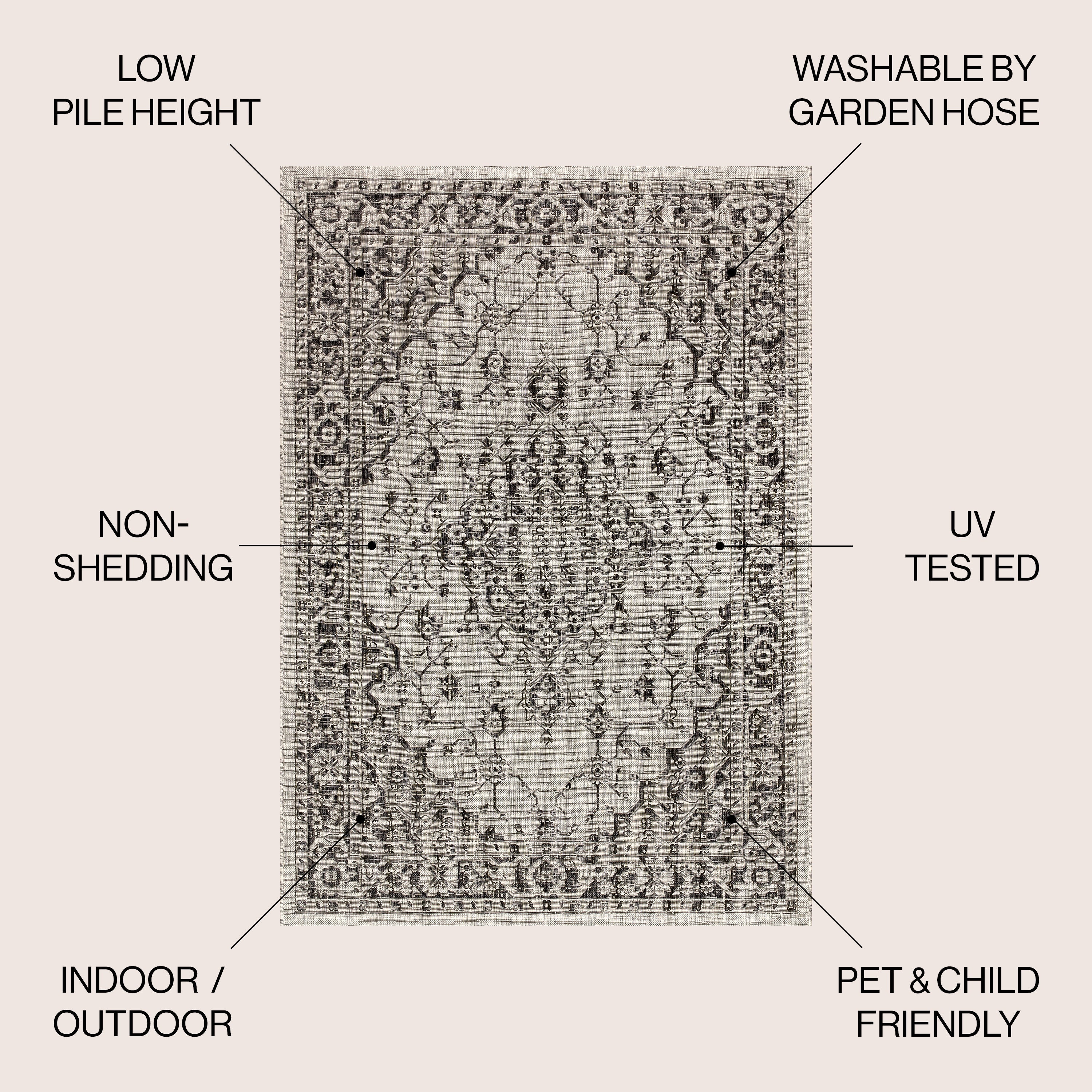 Rozetta Boho Medallion Textured Weave Indoor/Outdoor Area Rug