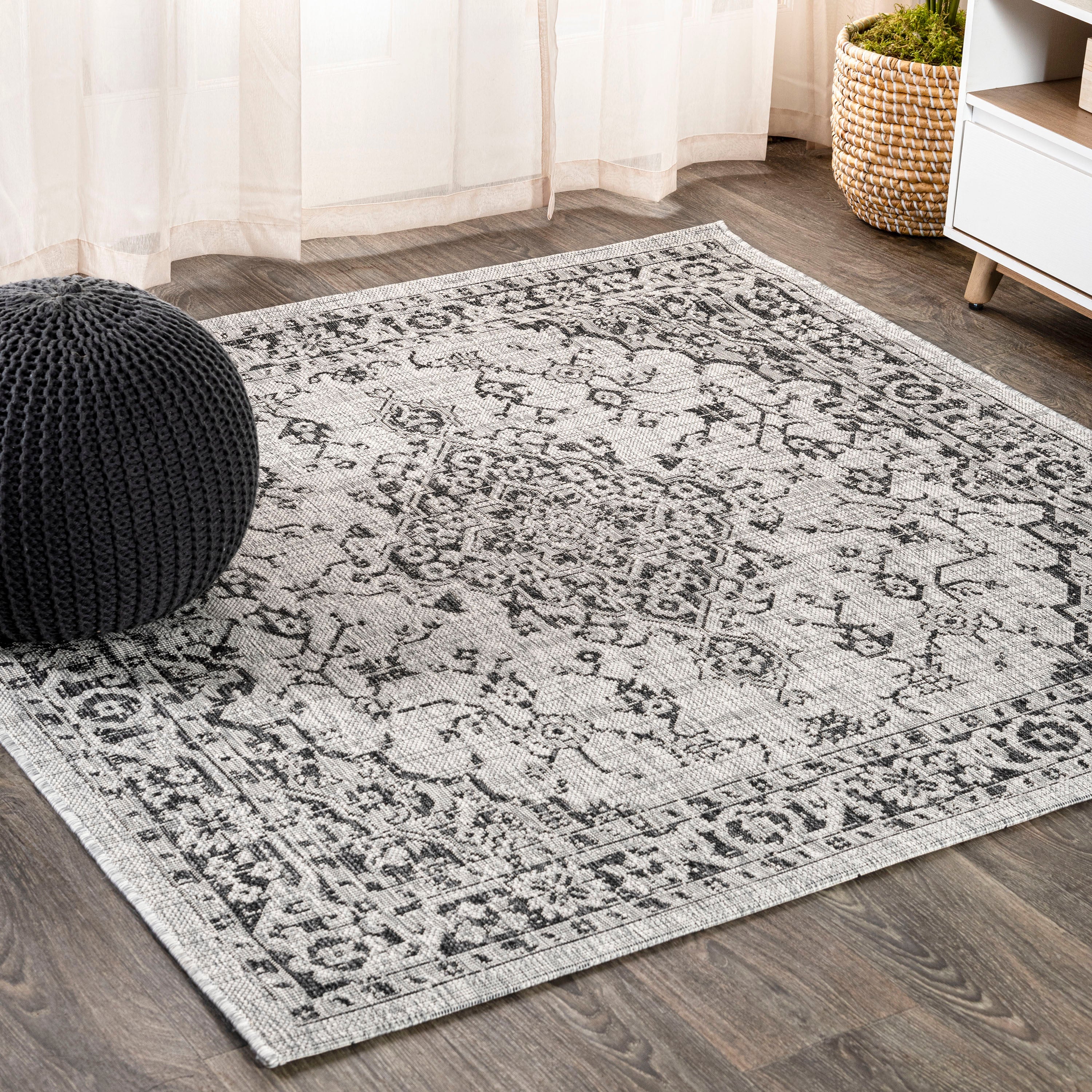 Rozetta Boho Medallion Textured Weave Indoor/Outdoor Area Rug