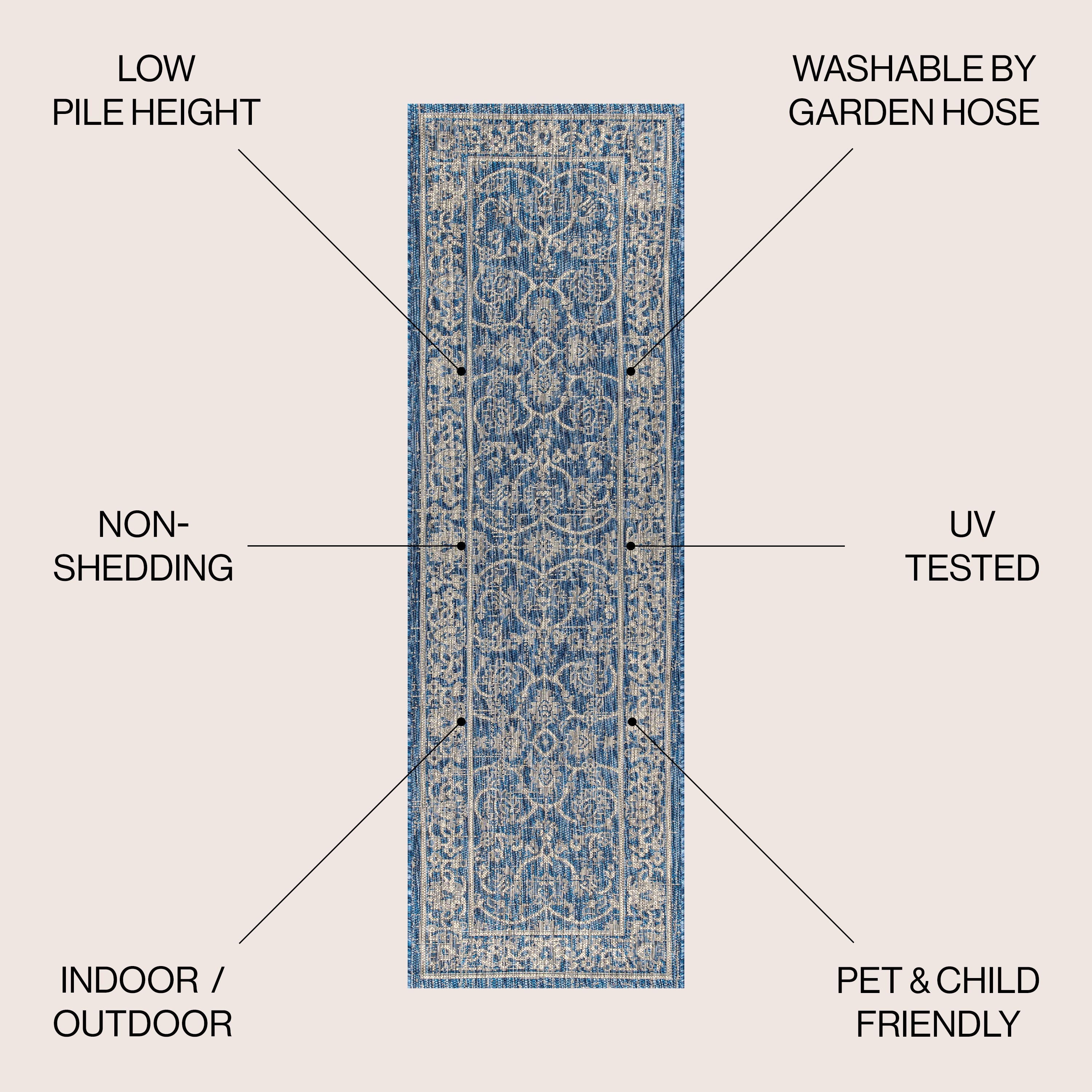 Palazzo Vine and Border Textured Weave Indoor/Outdoor Area Rug