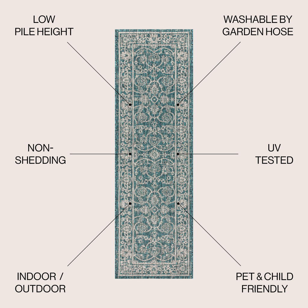Palazzo Vine and Border Textured Weave Indoor/Outdoor Area Rug