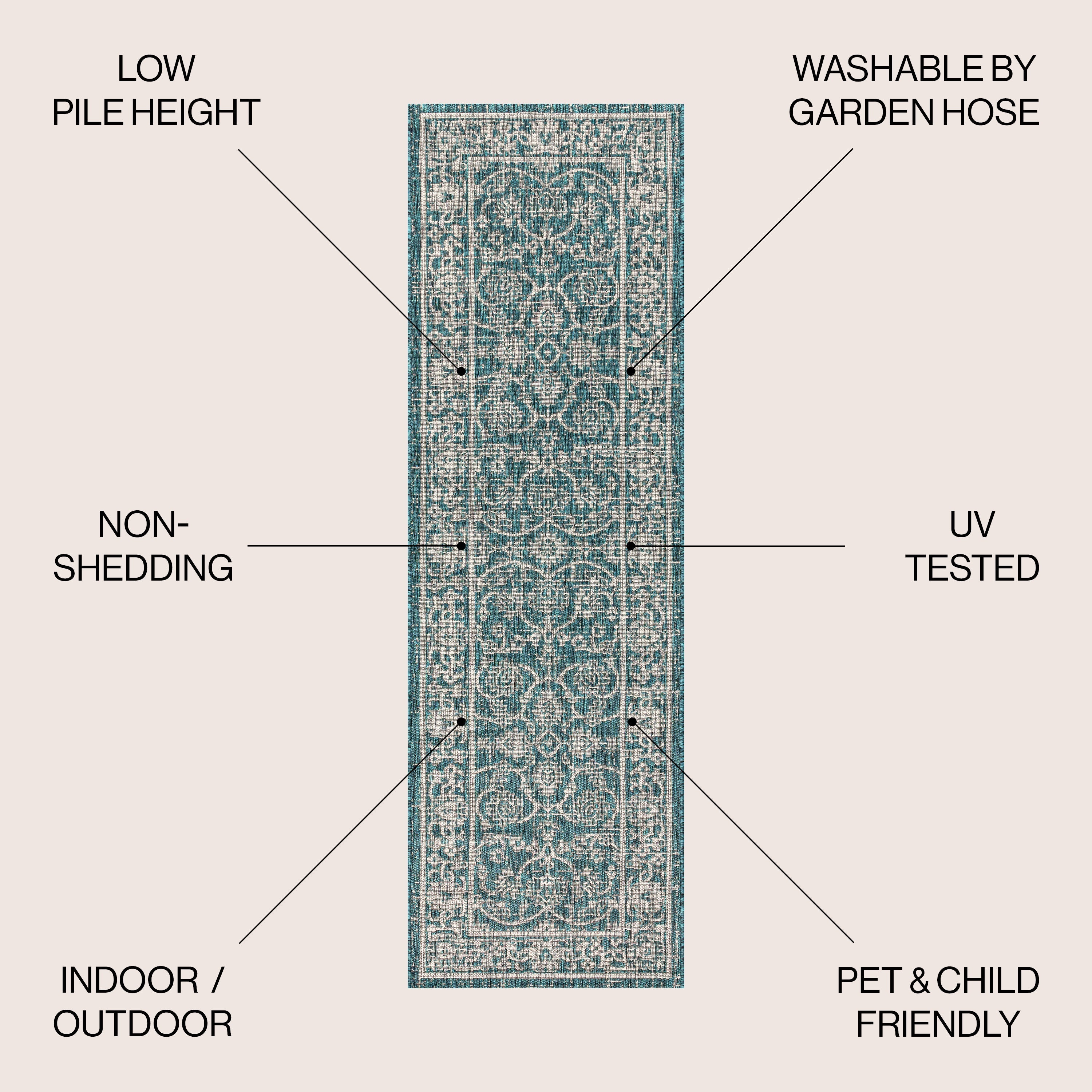 Palazzo Vine and Border Textured Weave Indoor/Outdoor Area Rug